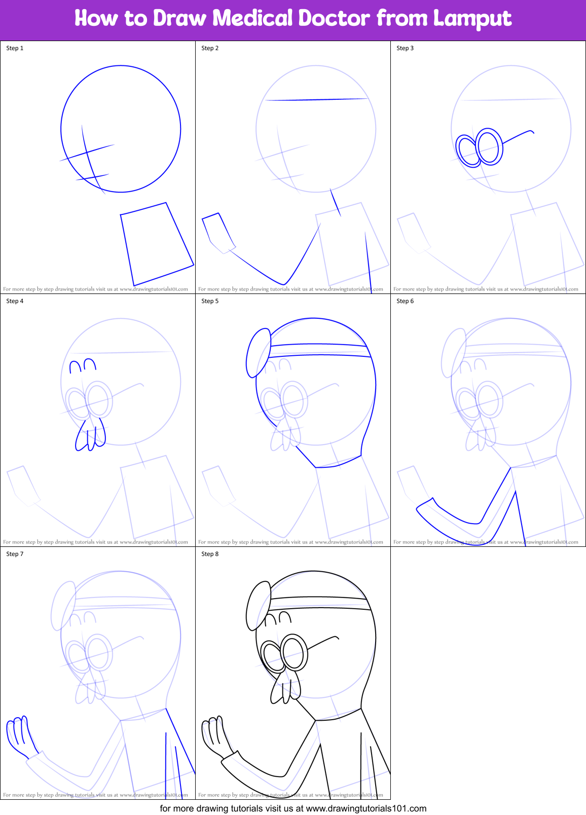 How to Draw Medical Doctor from Lamput Printable Step by Step