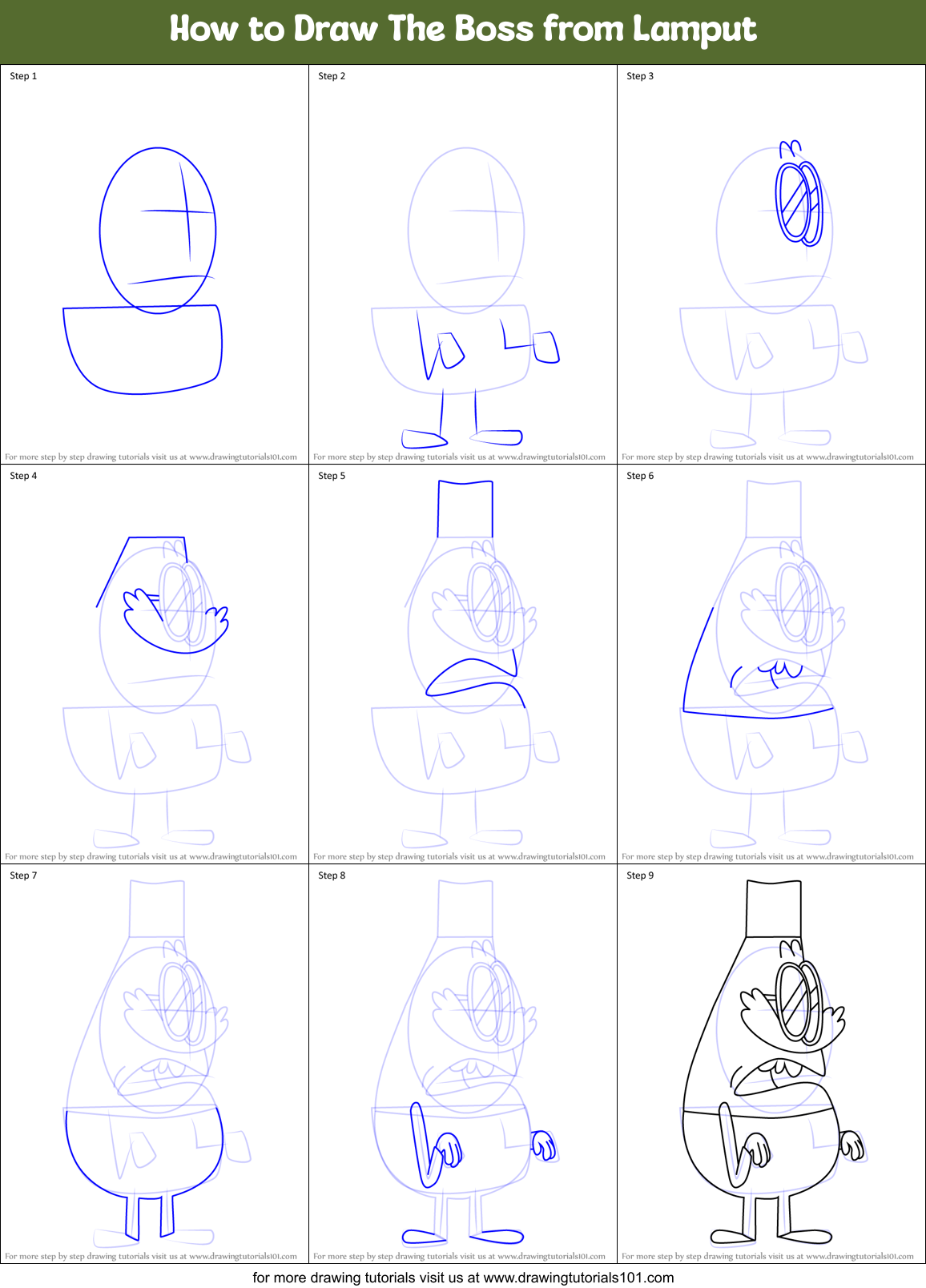 How to Draw The Boss from Lamput Printable Step by Step