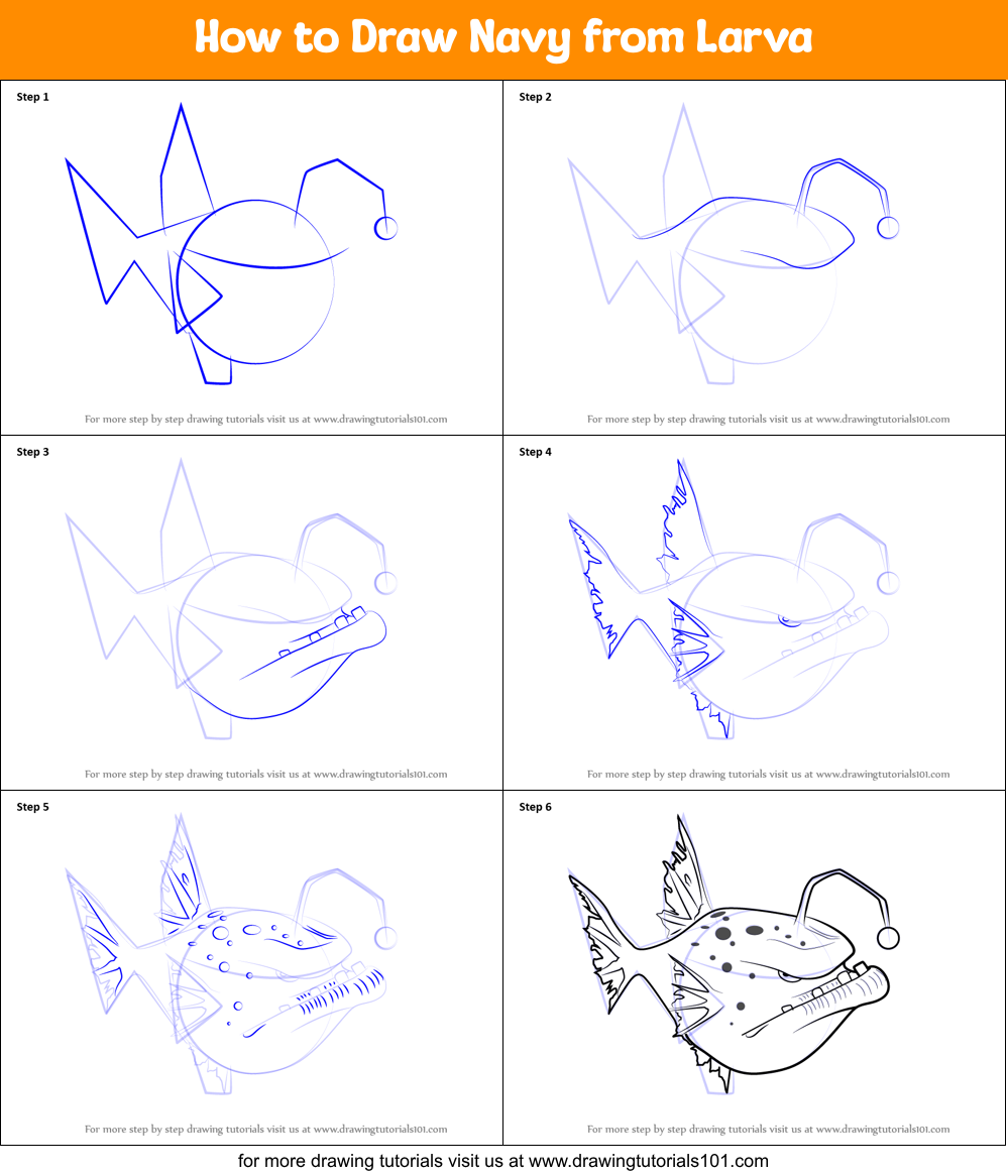 How to Draw Navy from Larva Printable Step by Step