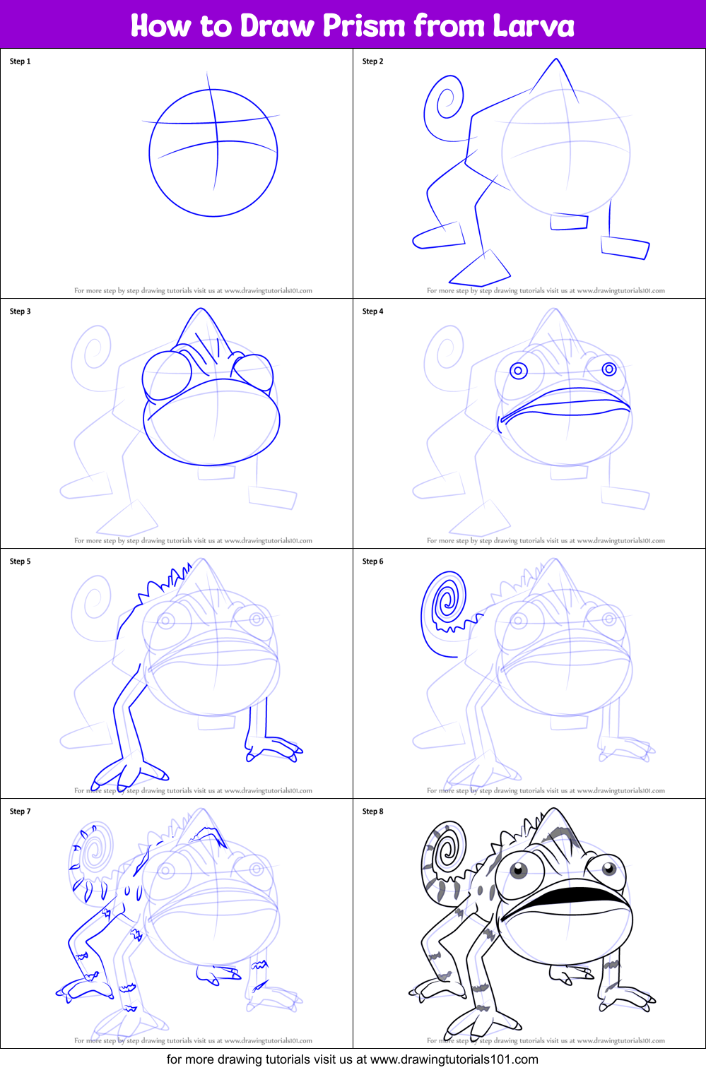 How to Draw Prism from Larva Printable Step by Step