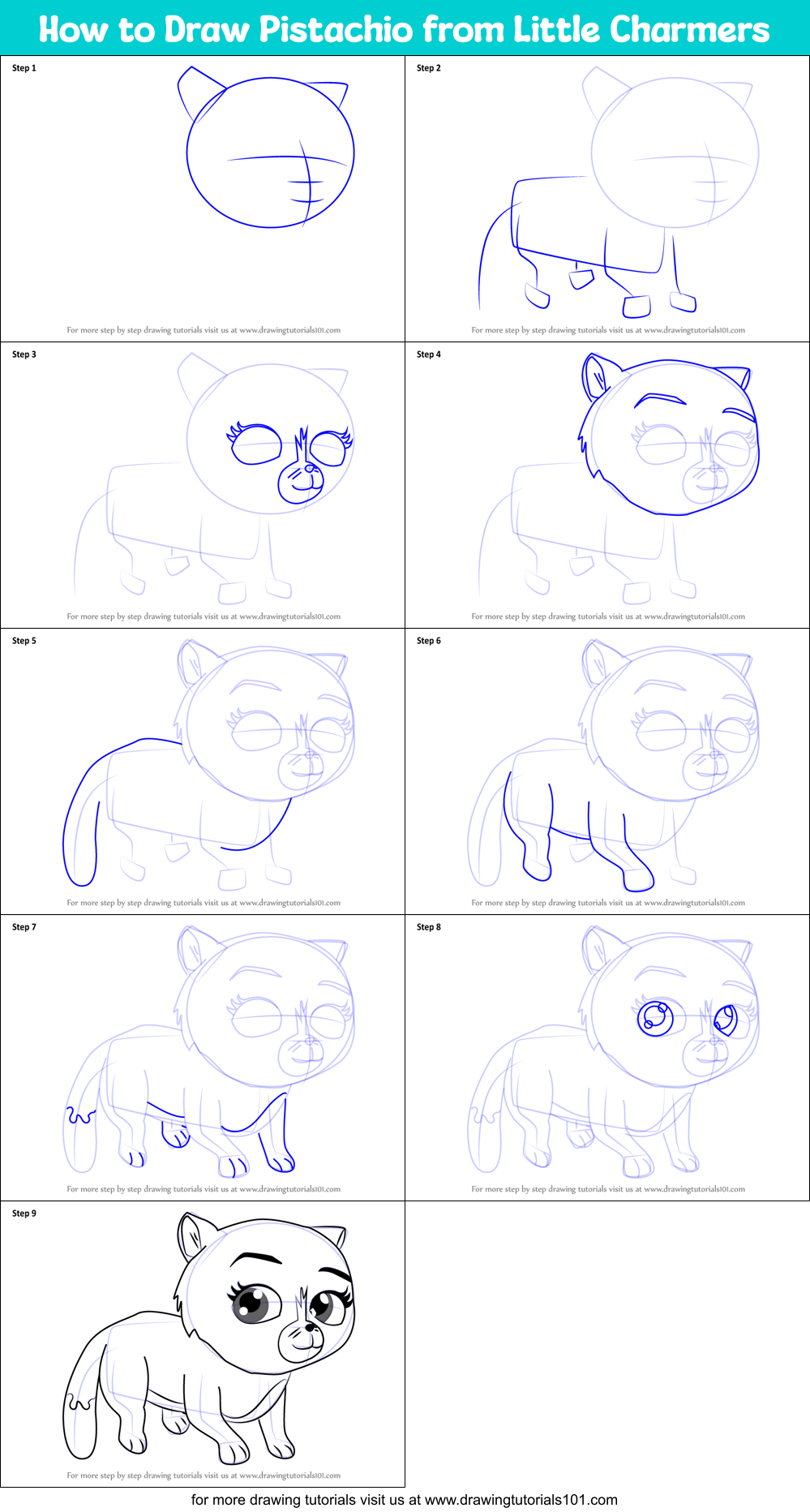 How to Draw Pistachio from Little Charmers Printable Step by Step