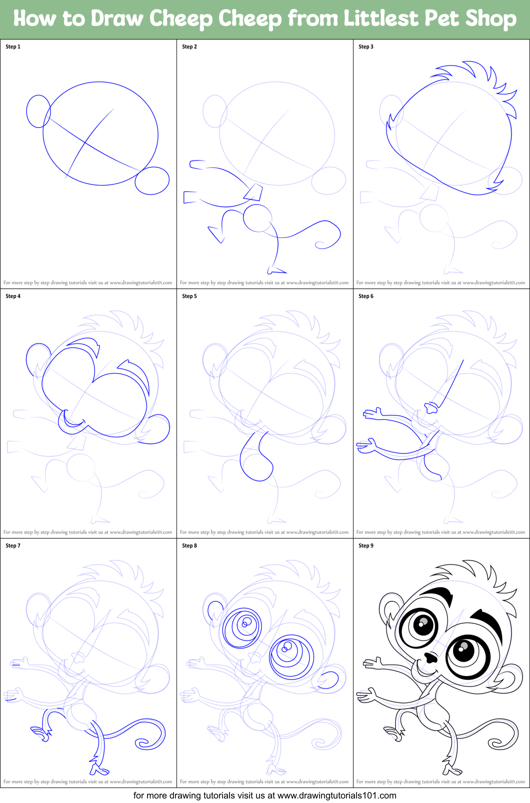 How to Draw Cheep Cheep from Littlest Pet Shop Printable Step by Step