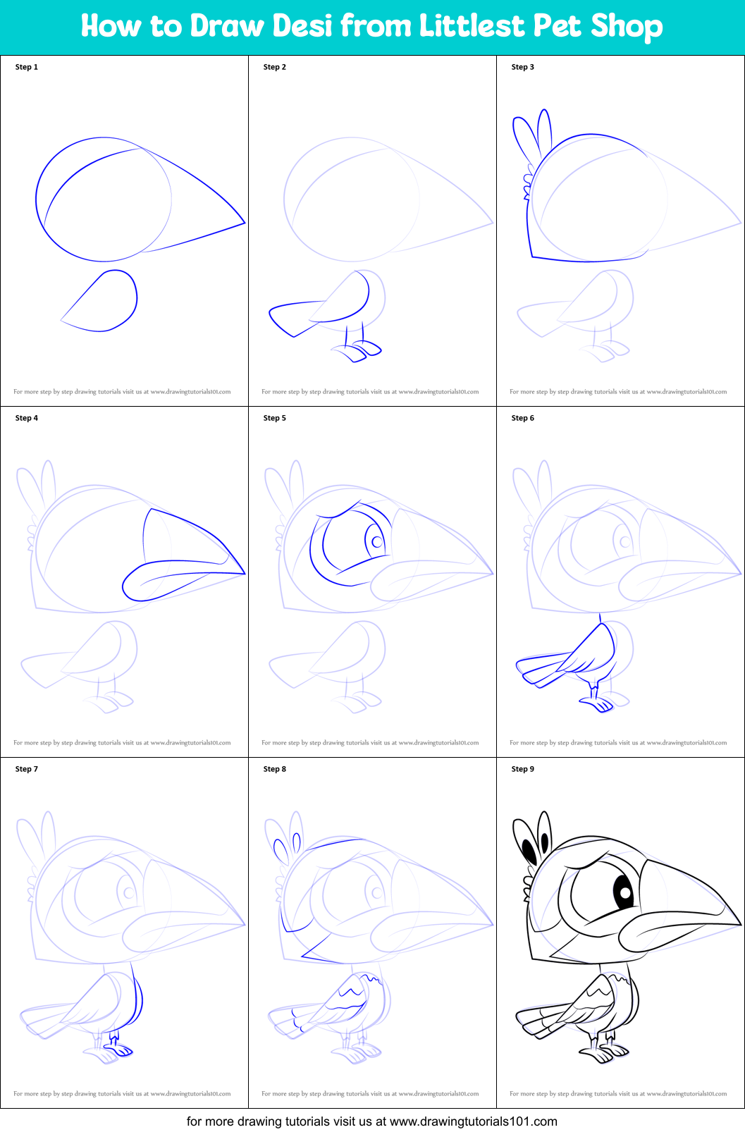 How to Draw Desi from Littlest Pet Shop Printable Step by Step