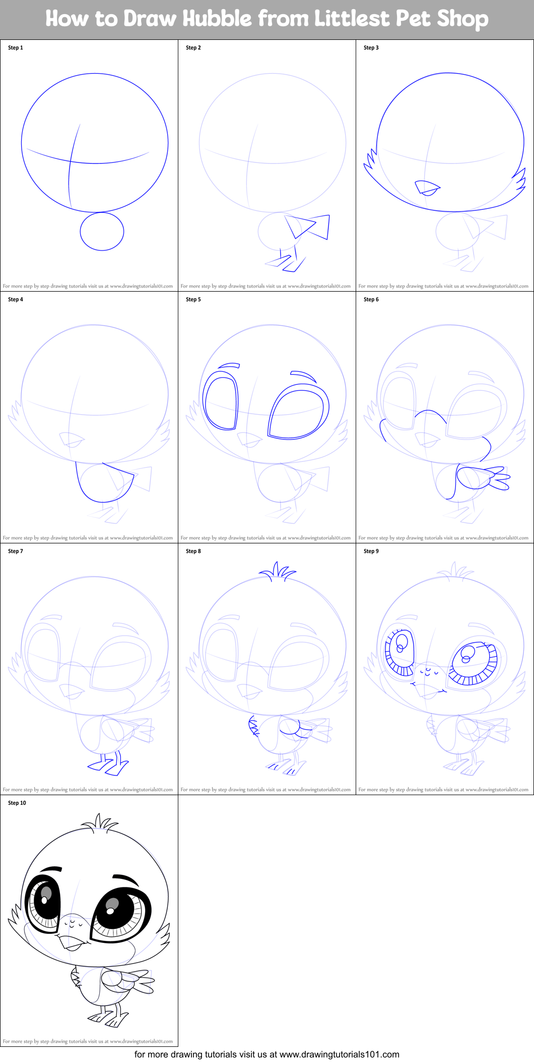How to Draw Hubble from Littlest Pet Shop Printable Step by Step