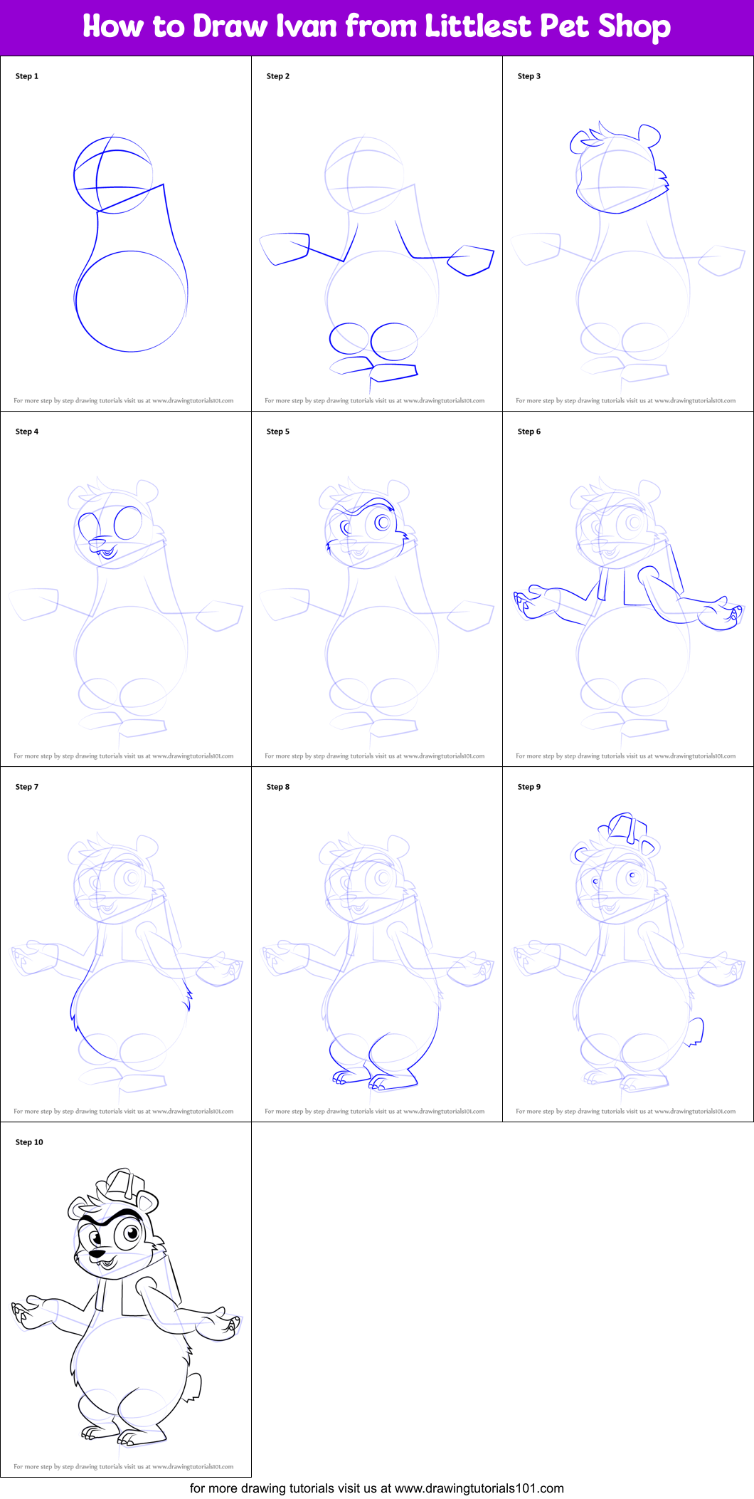 How to Draw Ivan from Littlest Pet Shop Printable Step by Step