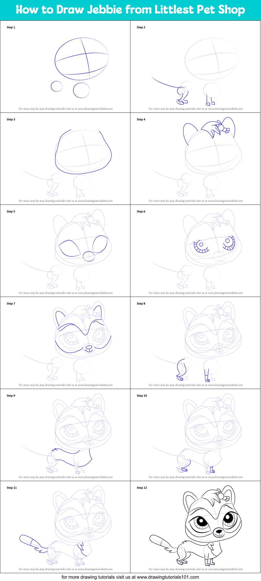 How to Draw Jebbie from Littlest Pet Shop Printable Step by Step