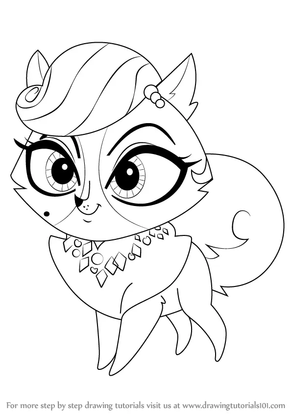Learn How Draw Madame Pom from Littlest Pet (Littlest Pet Shop) Step : Drawing Tutorials