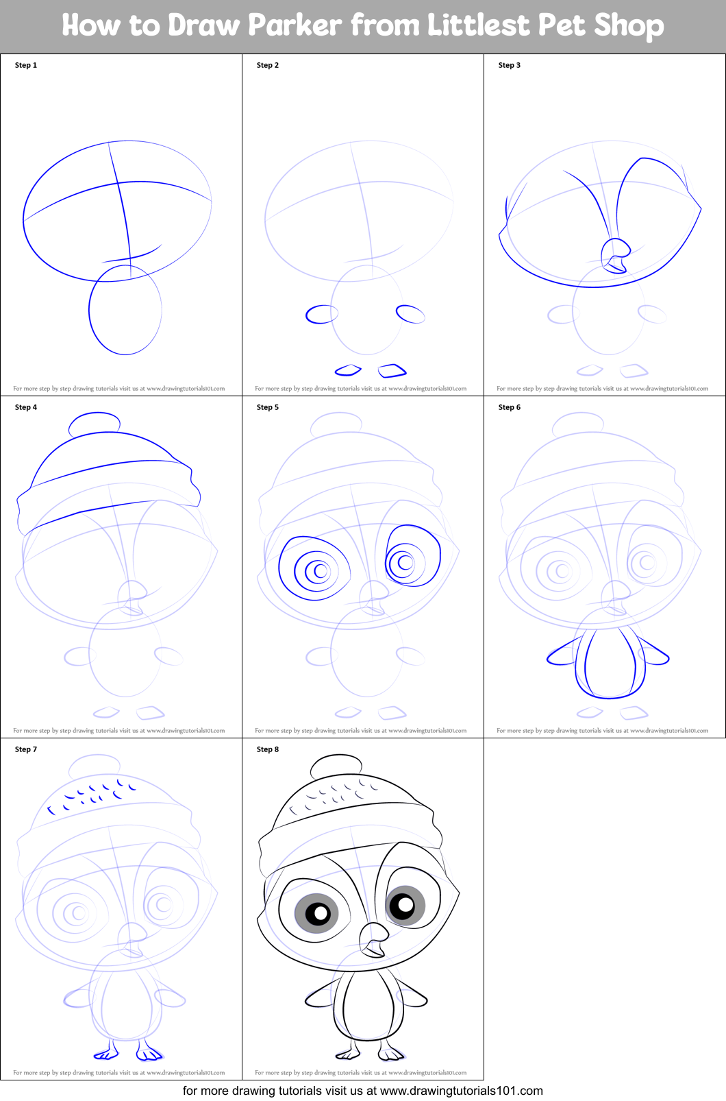 How to Draw Parker from Littlest Pet Shop Printable Step by Step