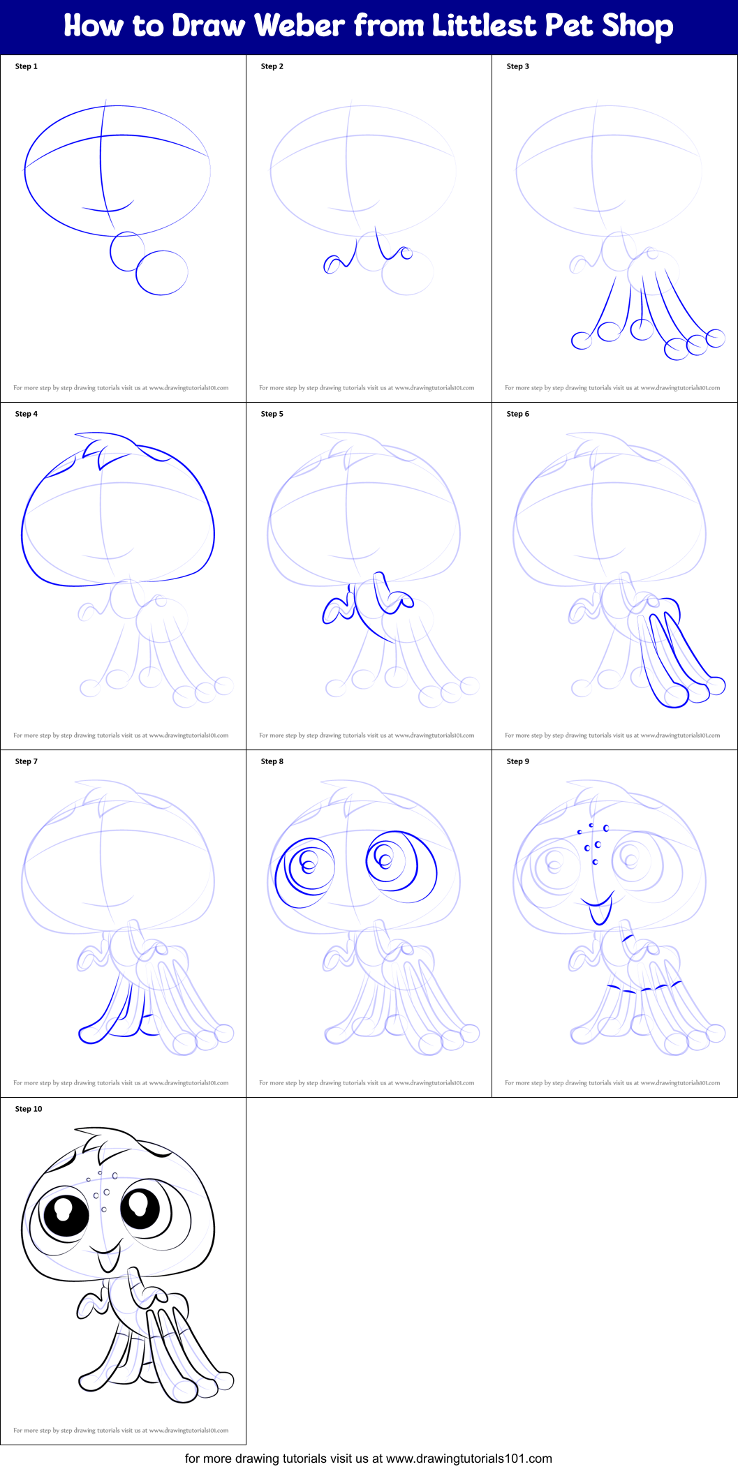 How to Draw Weber from Littlest Pet Shop Printable Step by Step