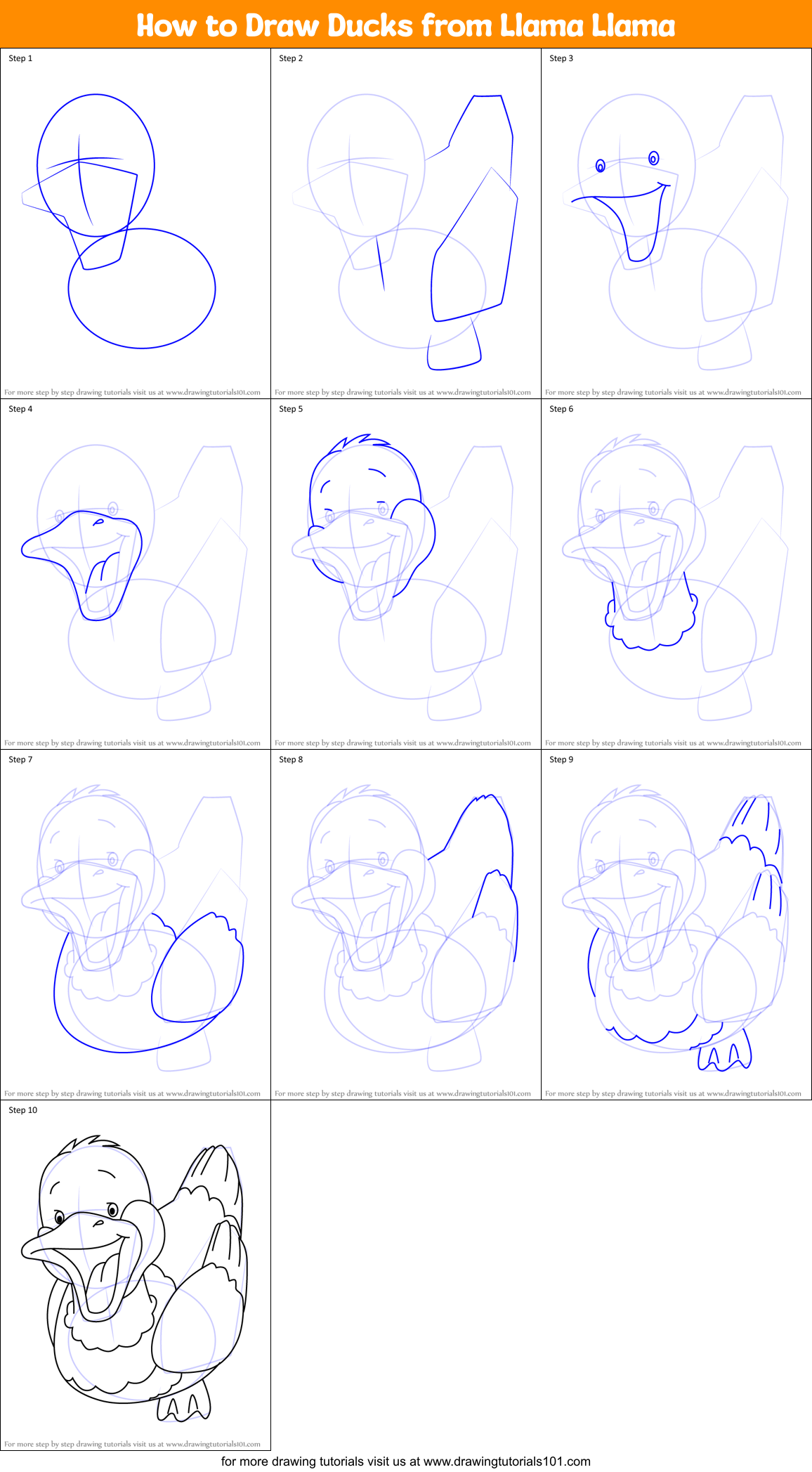 How to Draw Ducks from Llama Llama Printable Step by Step