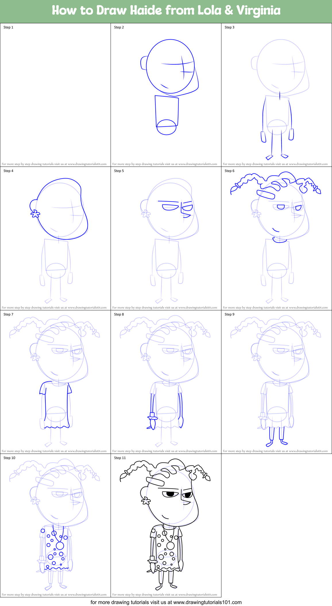 How to Draw Haide from Lola & Virginia Printable Step by Step