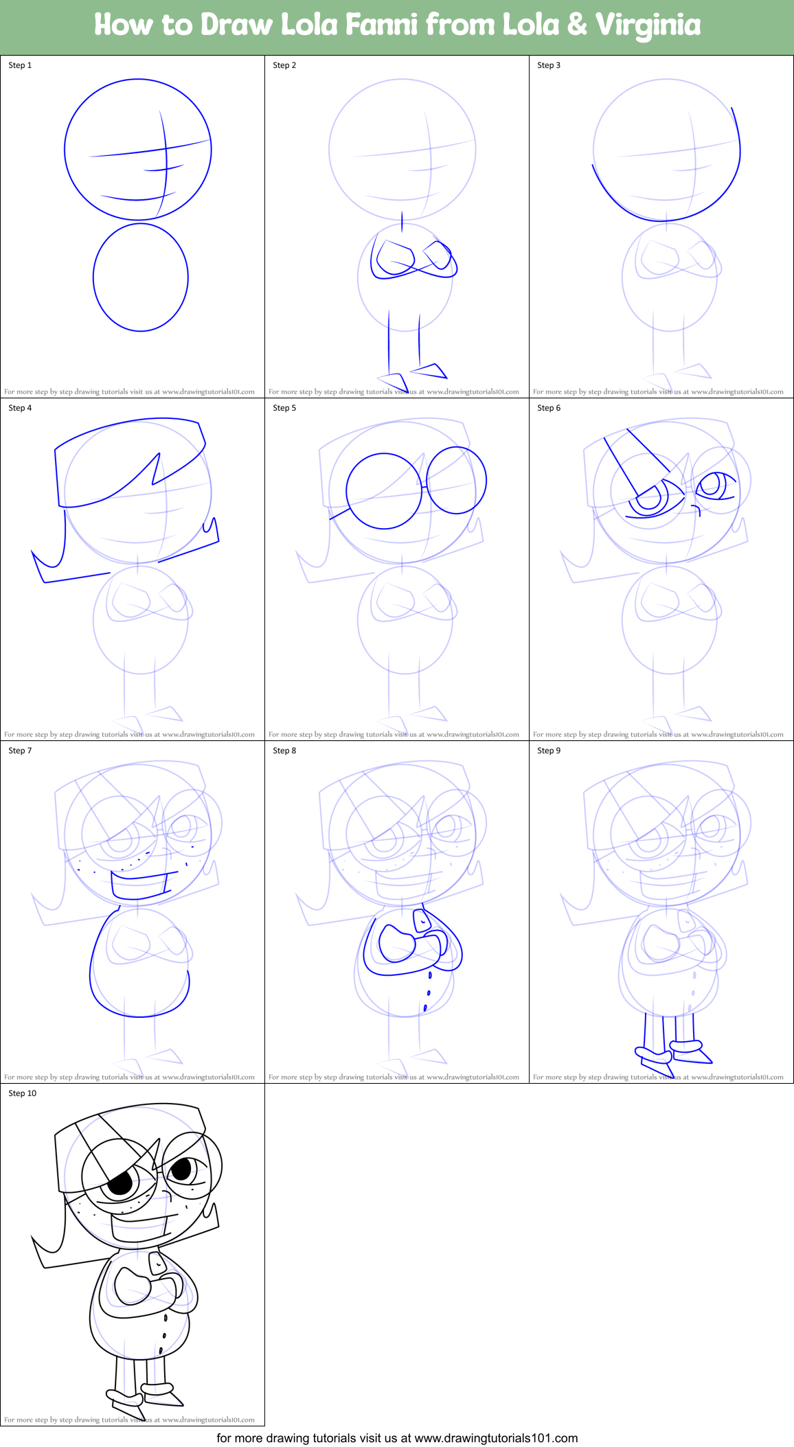 How to Draw Lola Fanni from Lola & Virginia Printable Step by Step