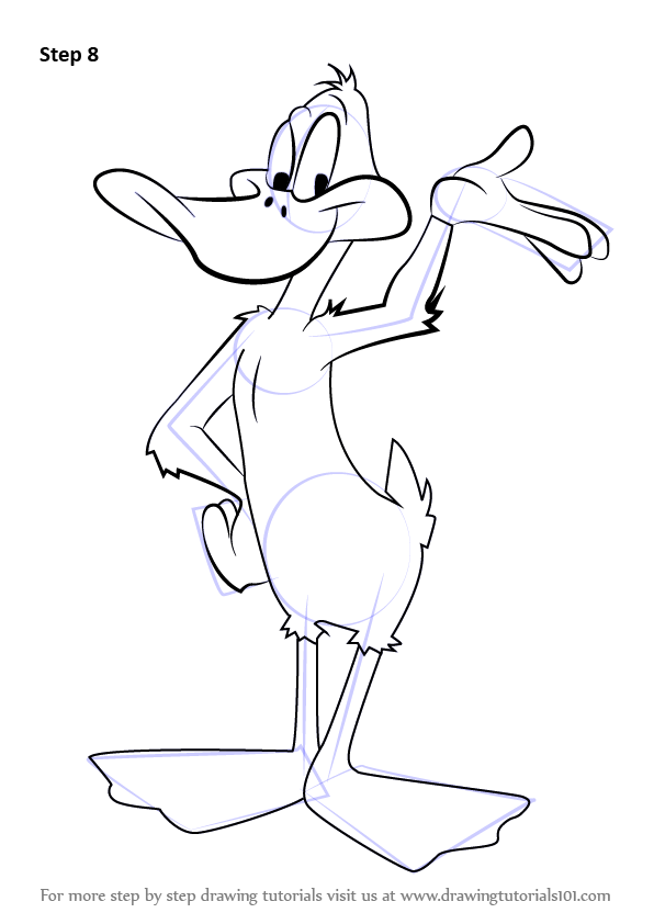 Step by Step How to Draw Daffy Duck from Looney Tunes