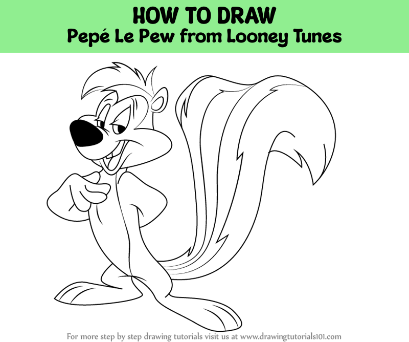 How to Draw Pepé Le Pew from Looney Tunes (Looney