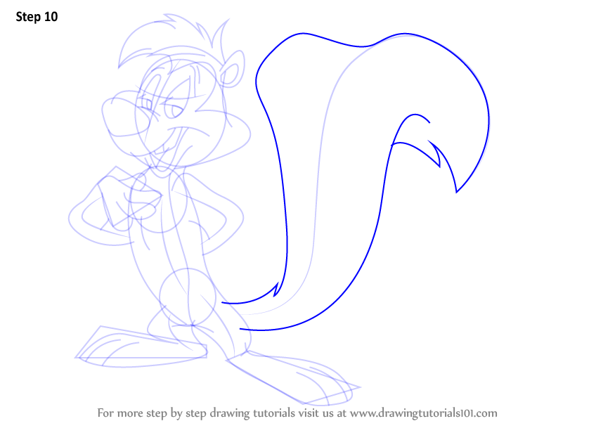 How to Draw Pepé Le Pew from Looney Tunes (Looney