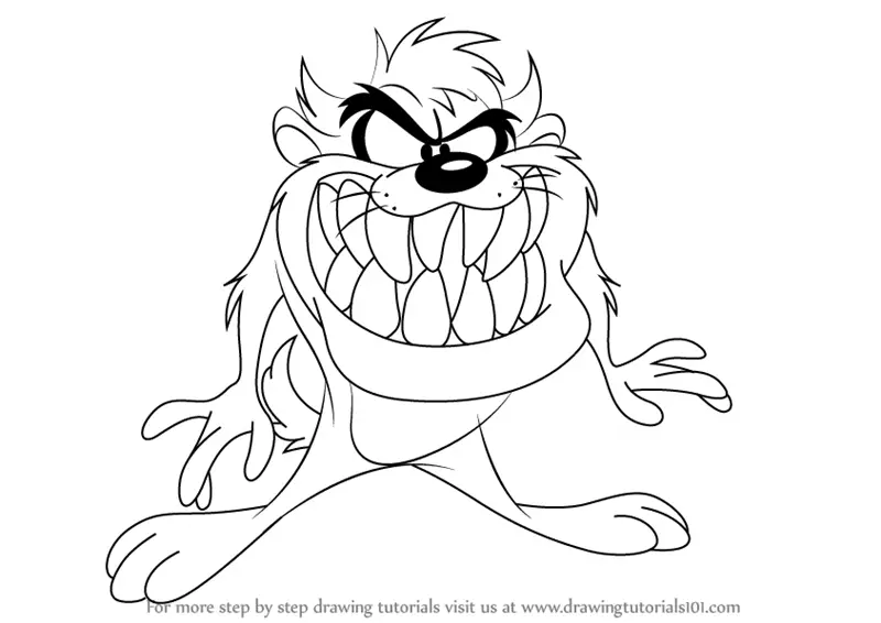 Learn How to Draw Tasmanian Devil from Looney Tunes (Looney Tunes) Step by  Step : Drawing Tutorials