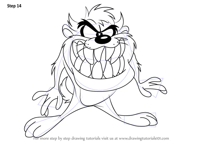 Learn How To Draw Tasmanian Devil From Looney Tunes Looney Tunes Step By Step Drawing Tutorials