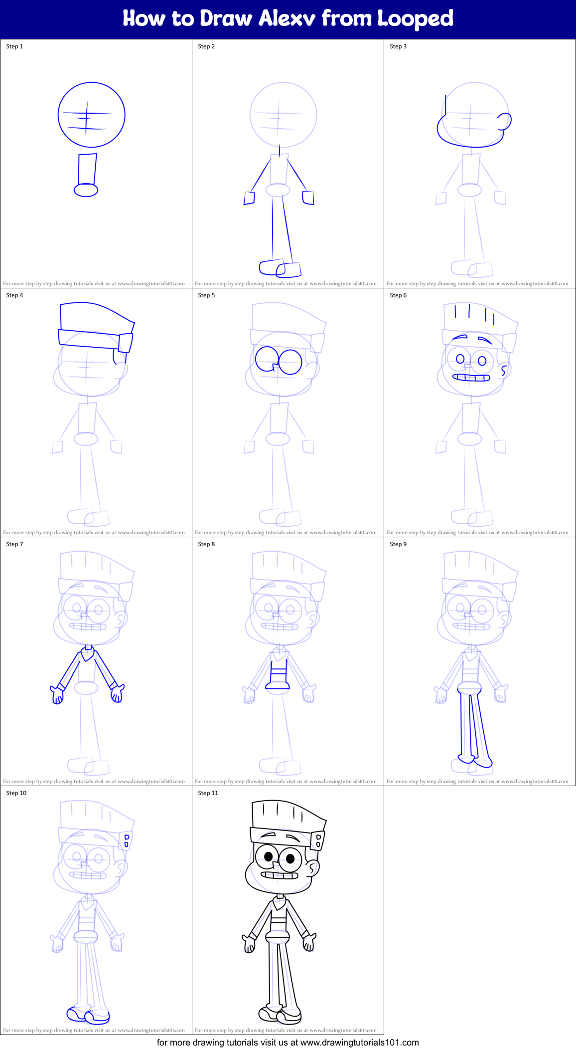 How to Draw Alexv from Looped Printable Step by Step