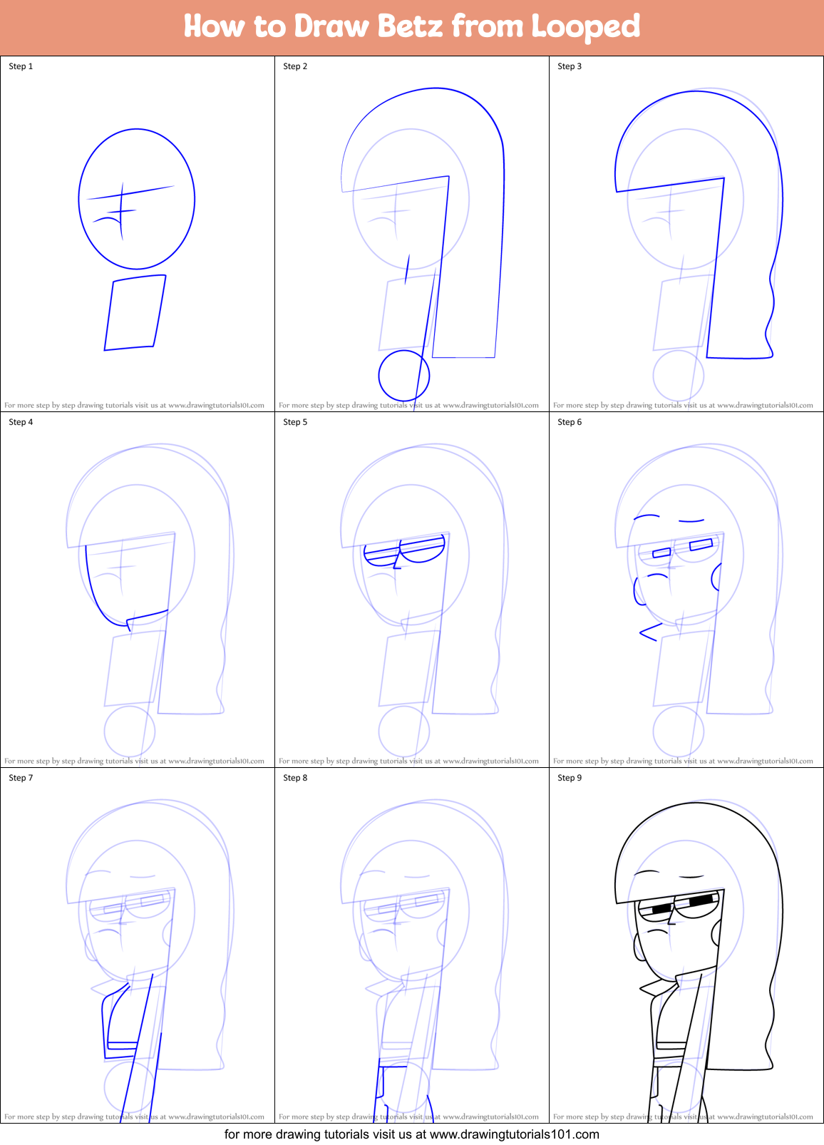 How to Draw Betz from Looped Printable Step by Step