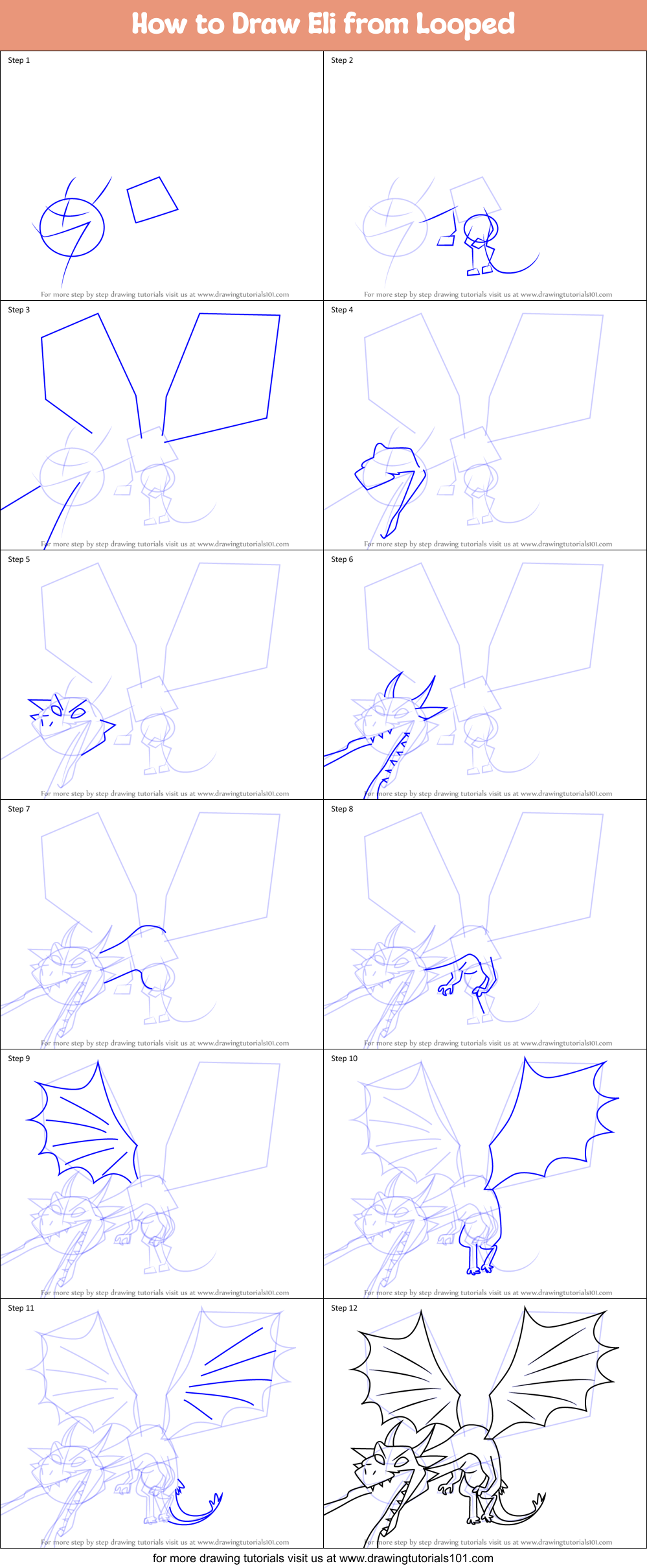 How to Draw Eli from Looped Printable Step by Step