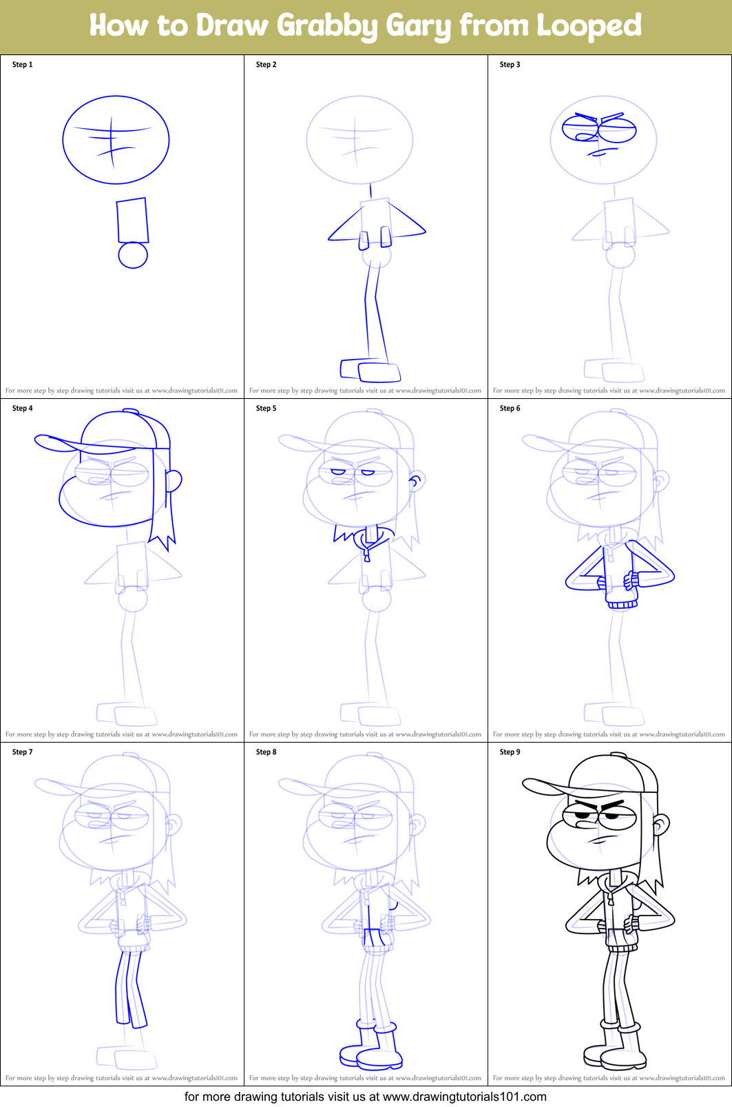 How to Draw Grabby Gary from Looped Printable Step by Step