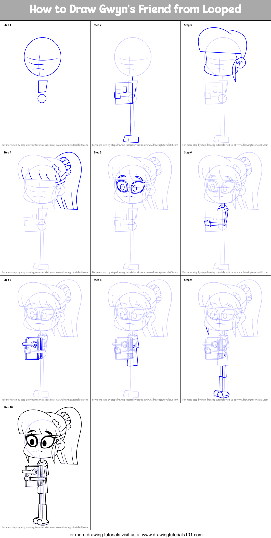 How to Draw Gwyn's Friend from Looped Printable Step by Step