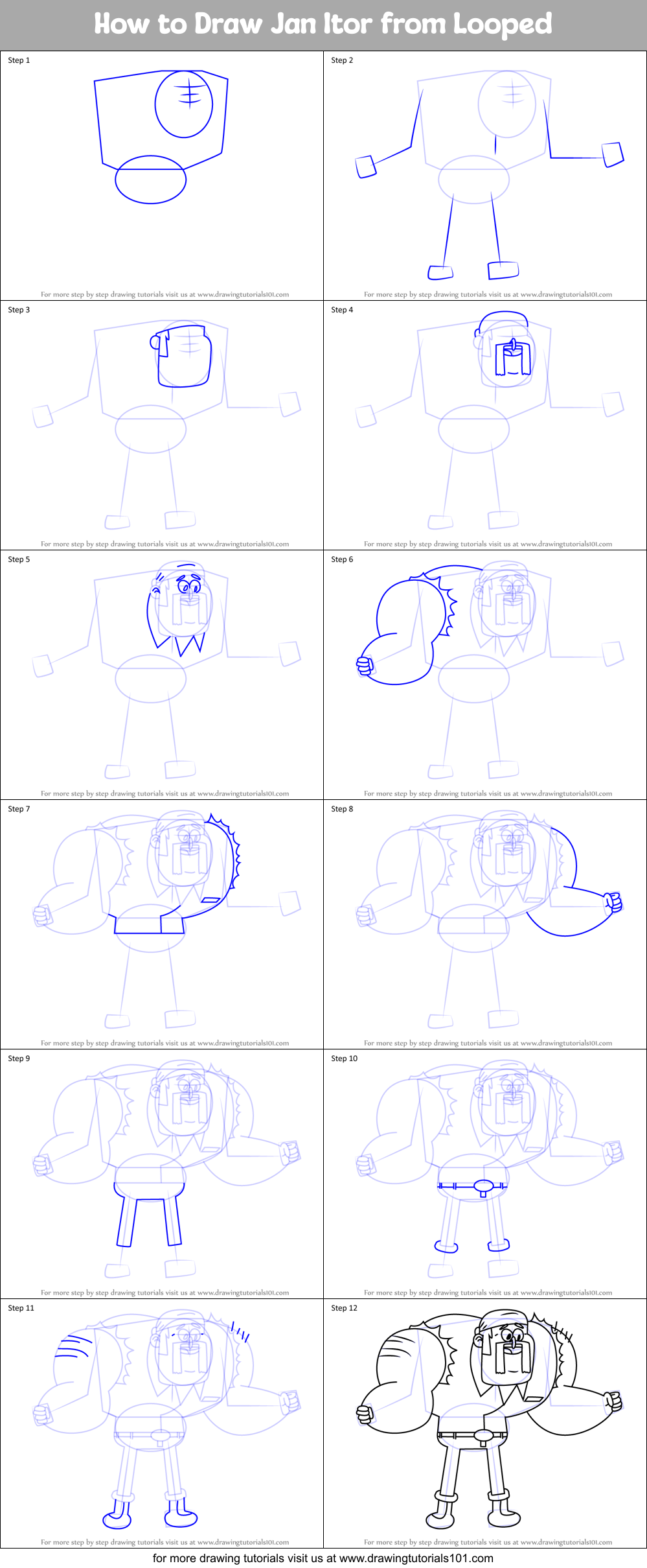 How to Draw Jan Itor from Looped Printable Step by Step