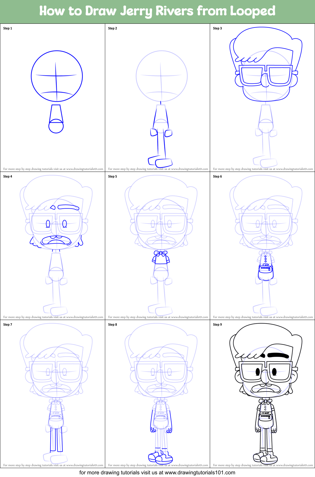 How to Draw Jerry Rivers from Looped Printable Step by Step