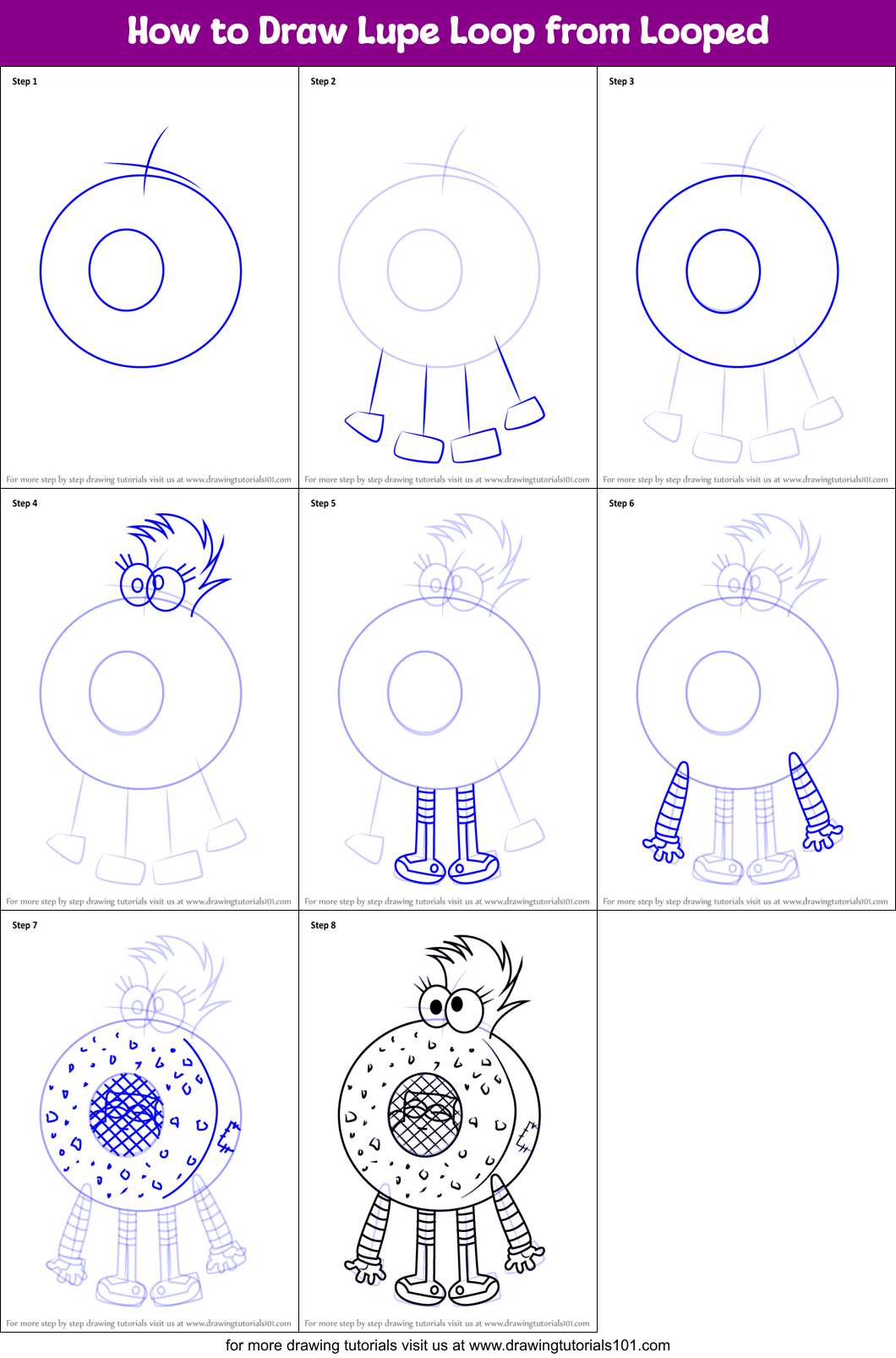 How to Draw Lupe Loop from Looped Printable Step by Step