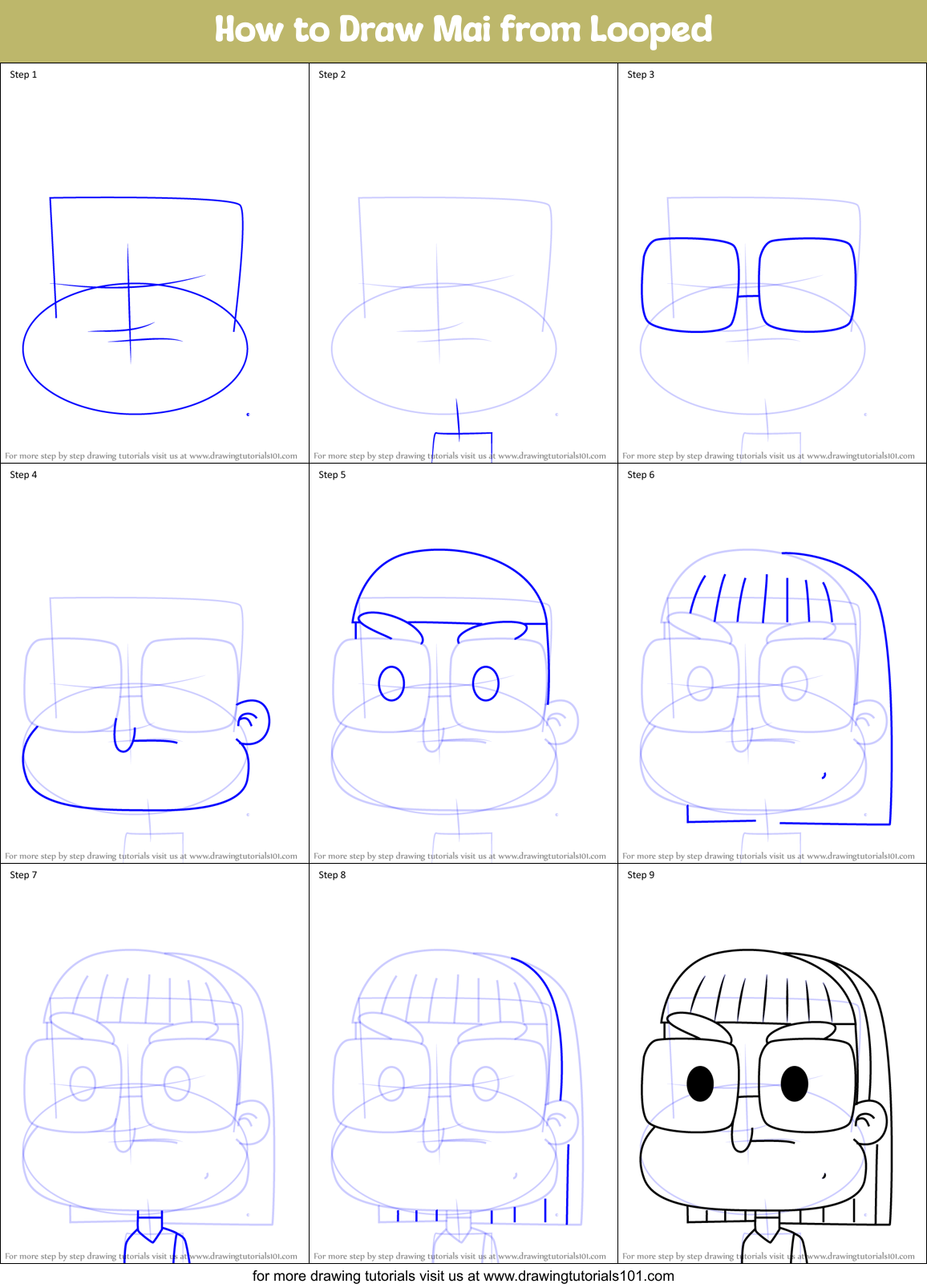 How to Draw Mai from Looped Printable Step by Step
