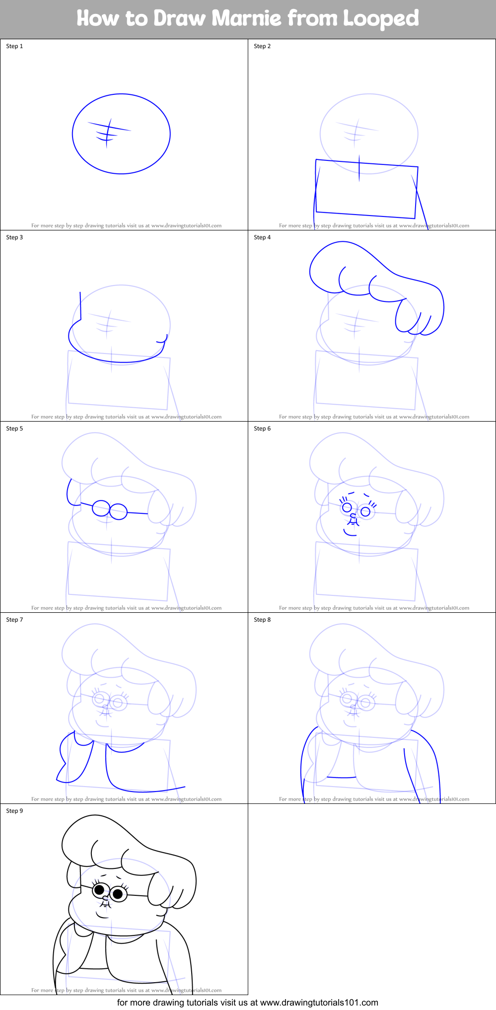 How to Draw Marnie from Looped Printable Step by Step