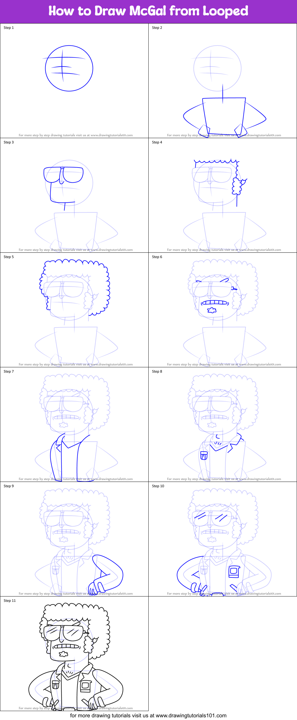 How to Draw McGal from Looped Printable Step by Step