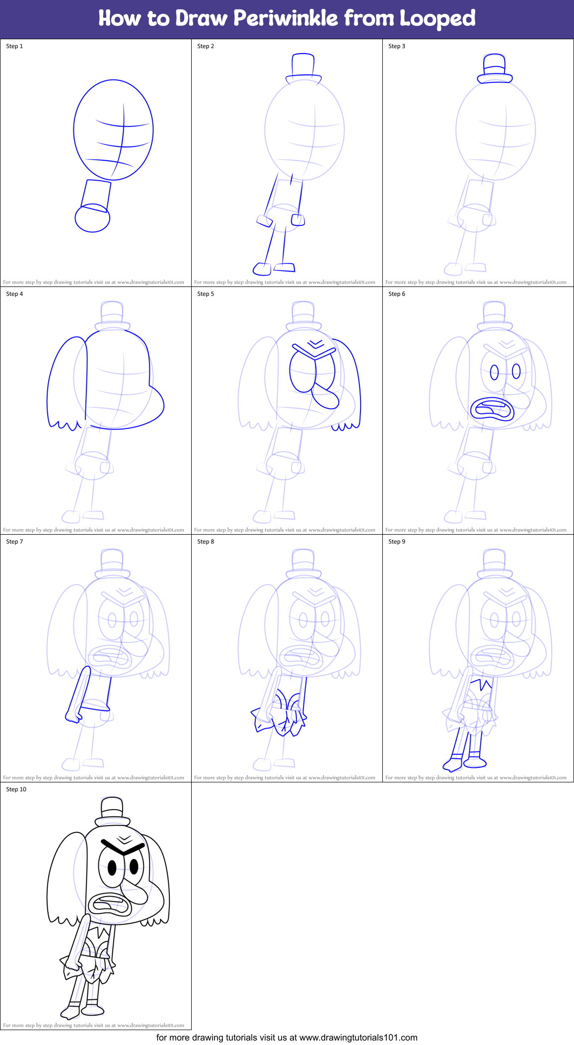 How to Draw Periwinkle from Looped Printable Step by Step