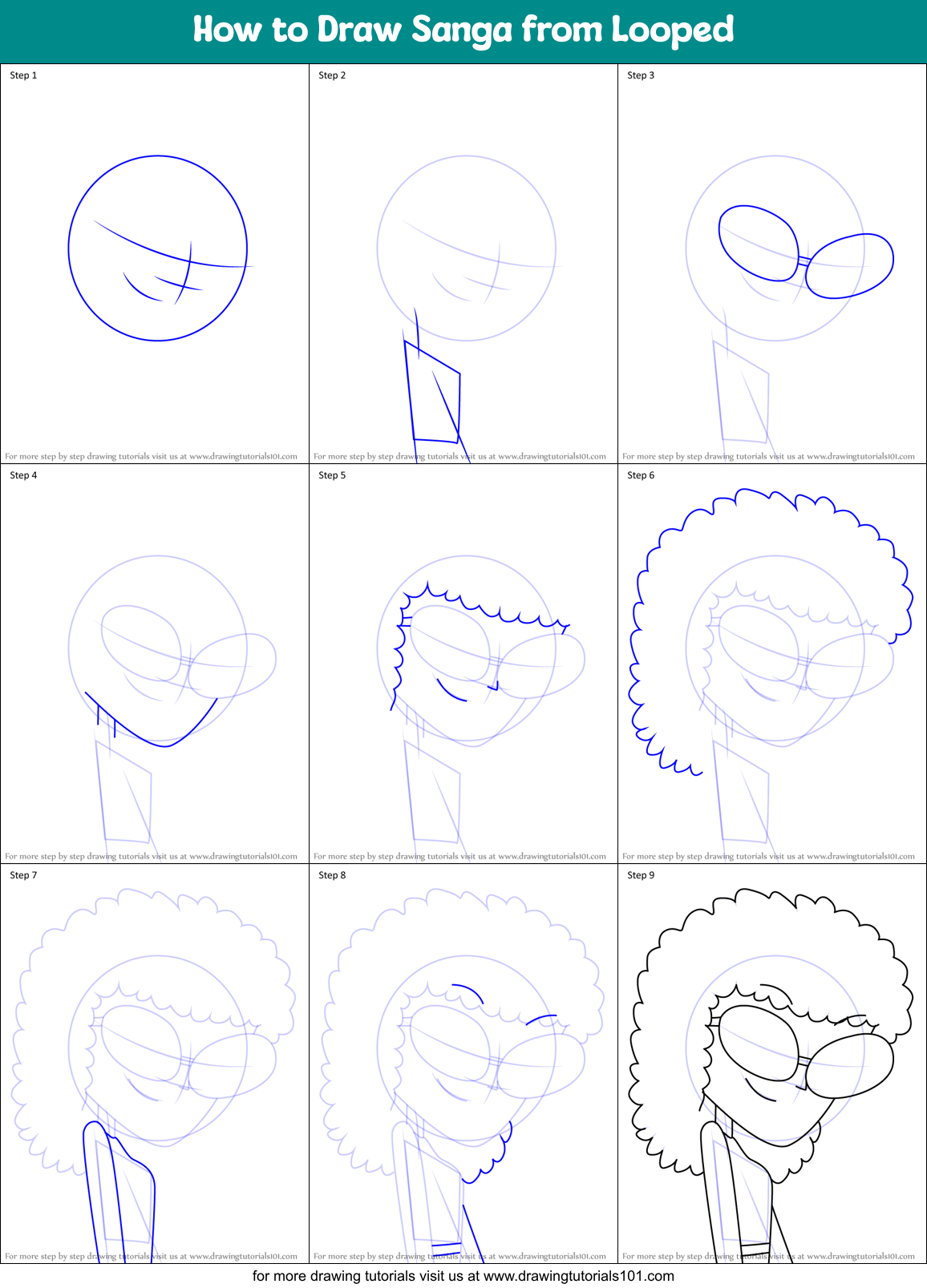 How to Draw Sanga from Looped Printable Step by Step