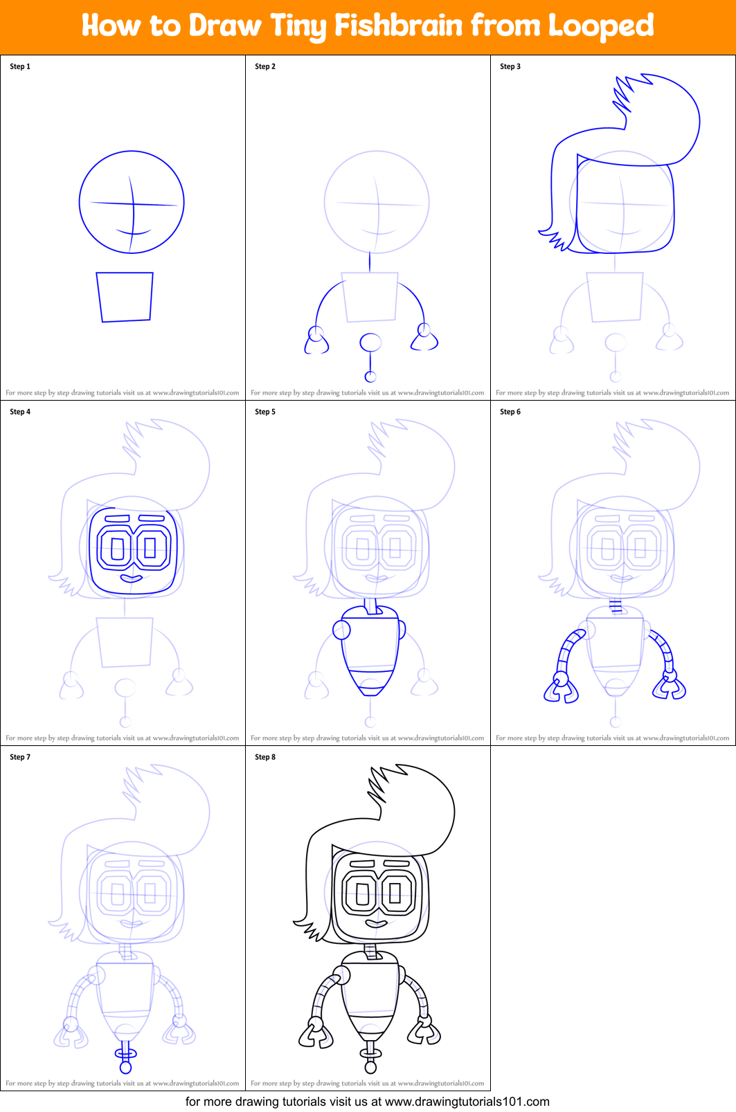 How to Draw Tiny Fishbrain from Looped Printable Step by Step