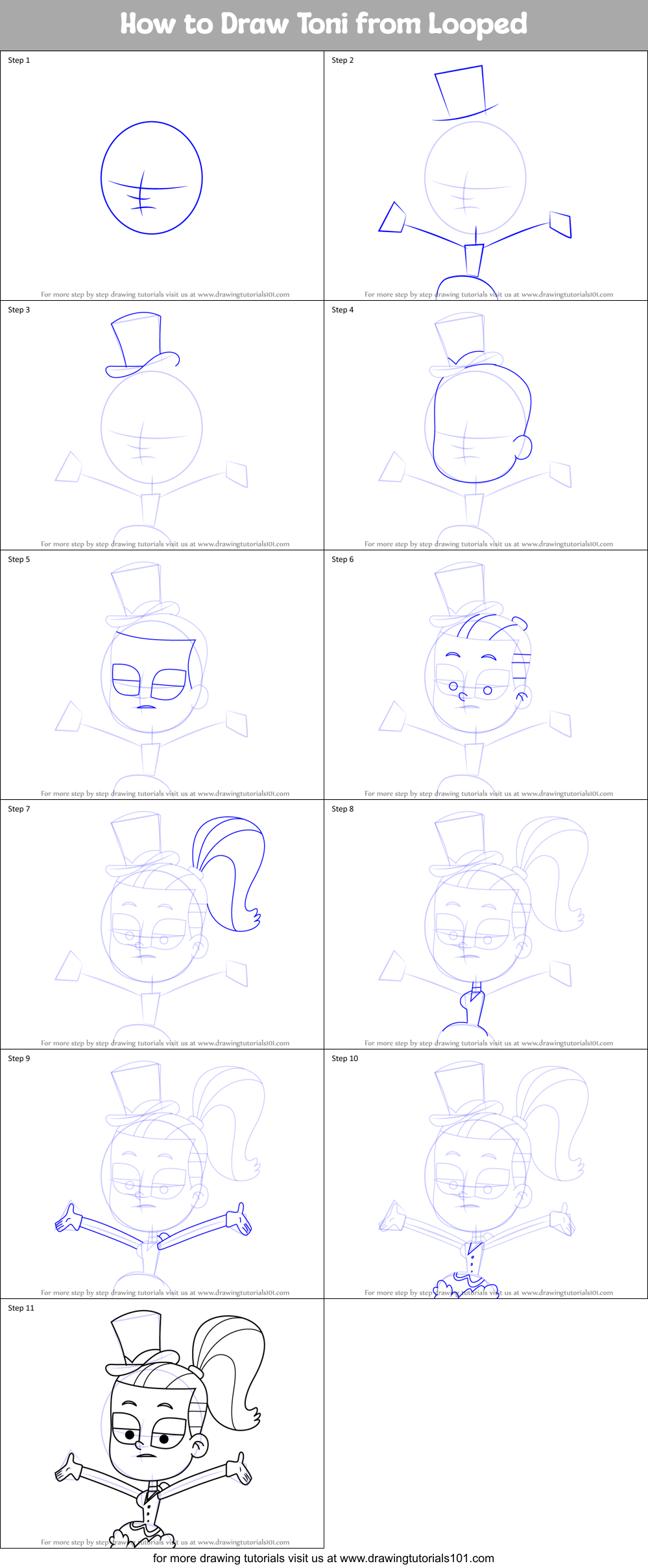How to Draw Toni from Looped printable step by step drawing sheet ...