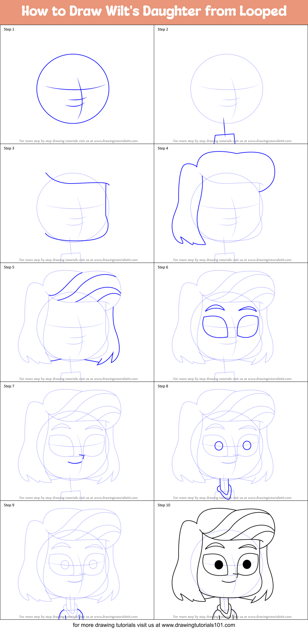 How to Draw Wilt's Daughter from Looped Printable Step by Step