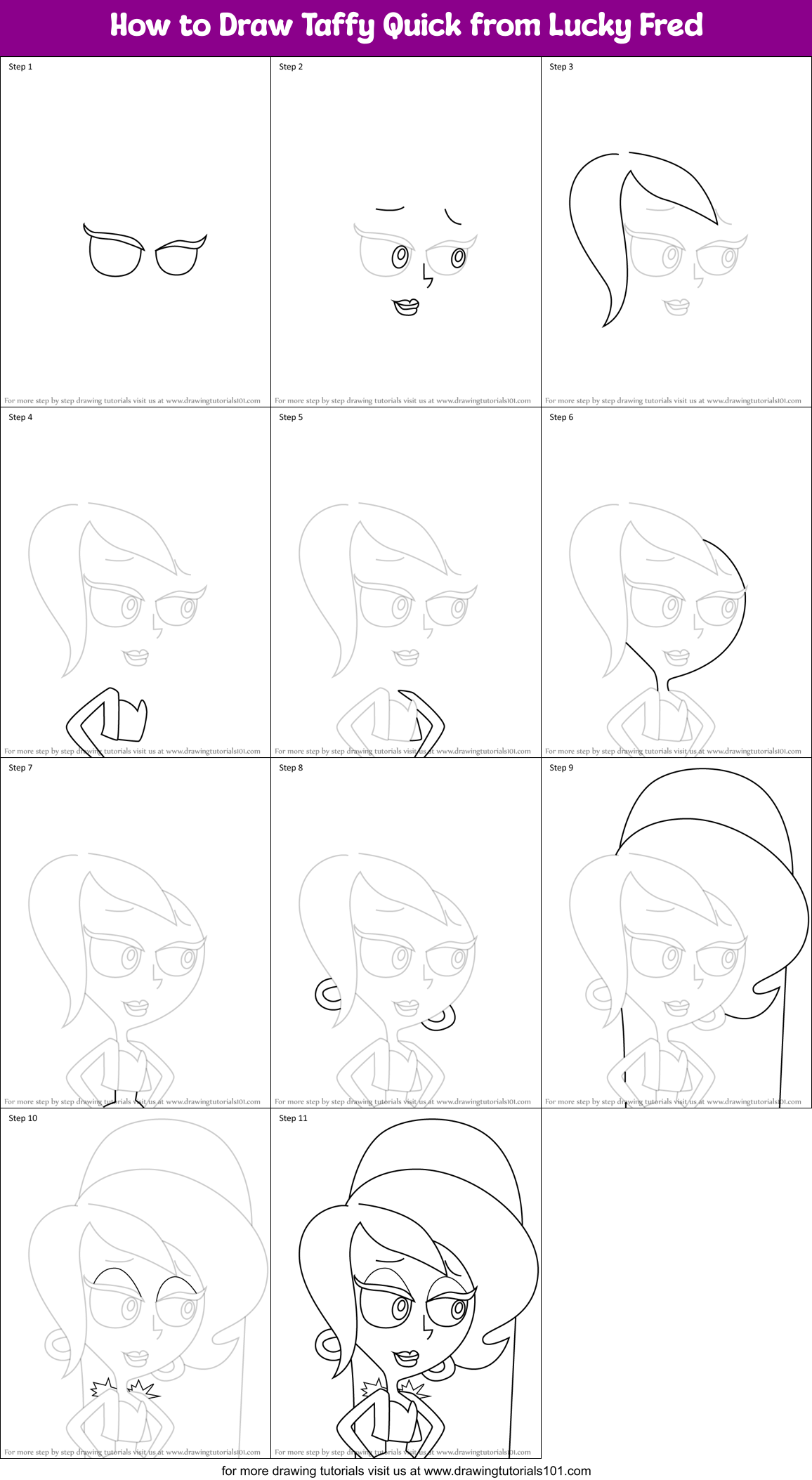 How to Draw Taffy Quick from Lucky Fred Printable Step by Step