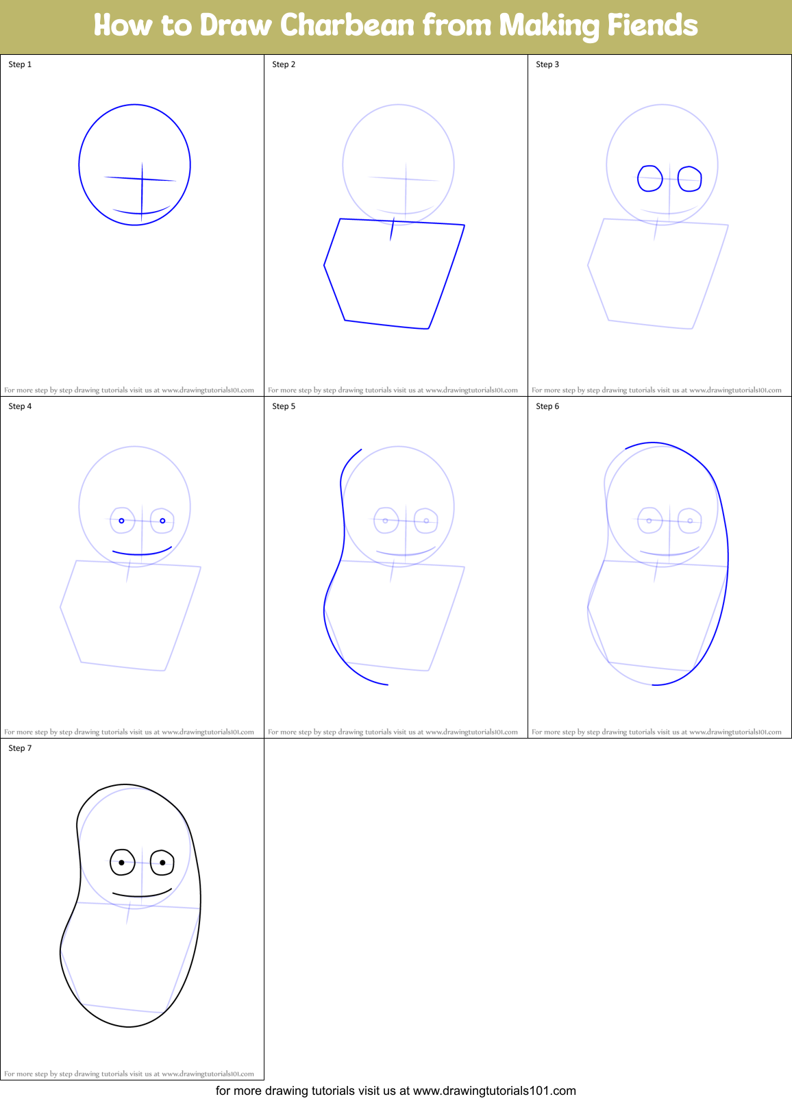 How to Draw Charbean from Making Fiends Printable Step by Step