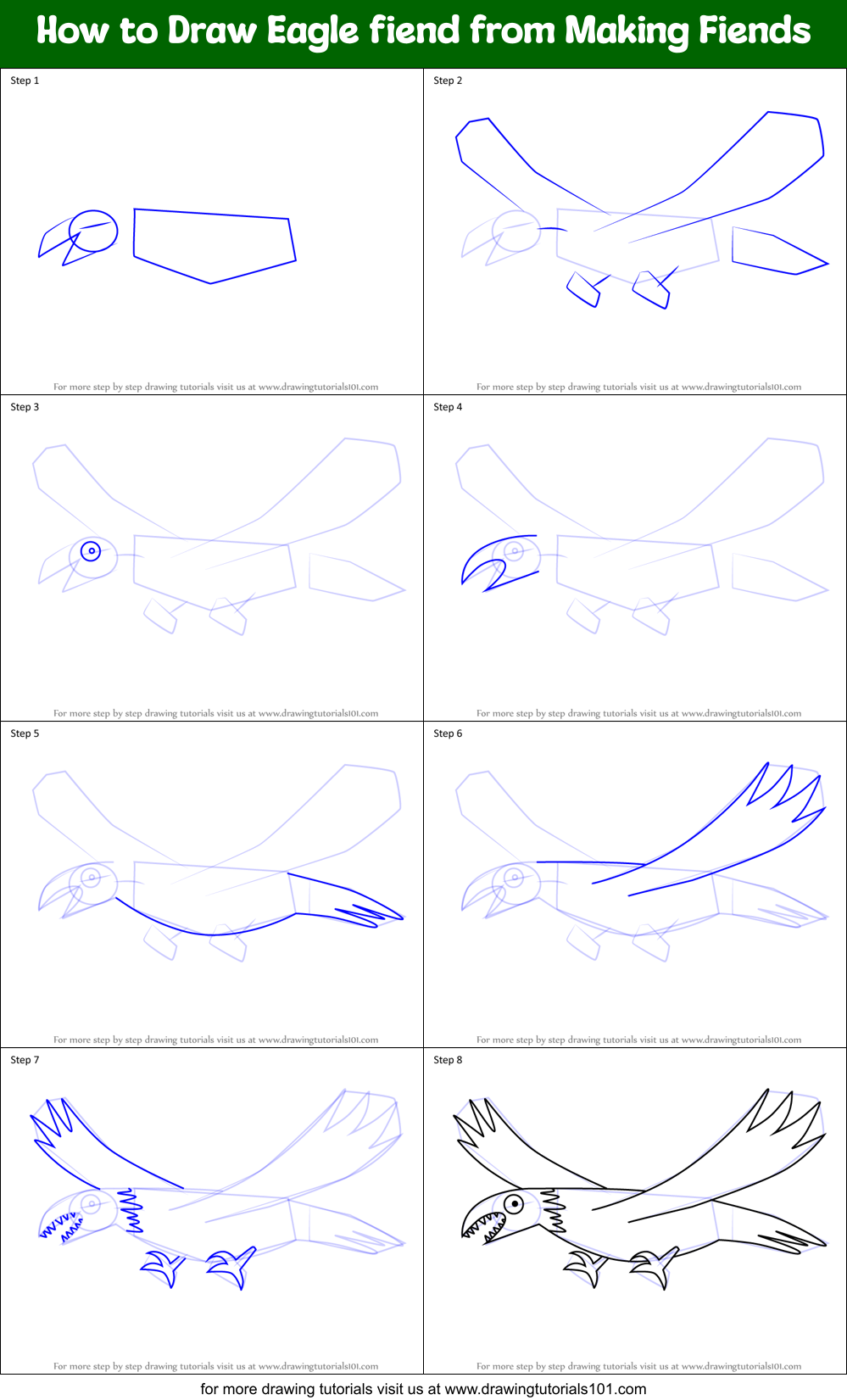 How to Draw Eagle fiend from Making Fiends Printable Step by Step