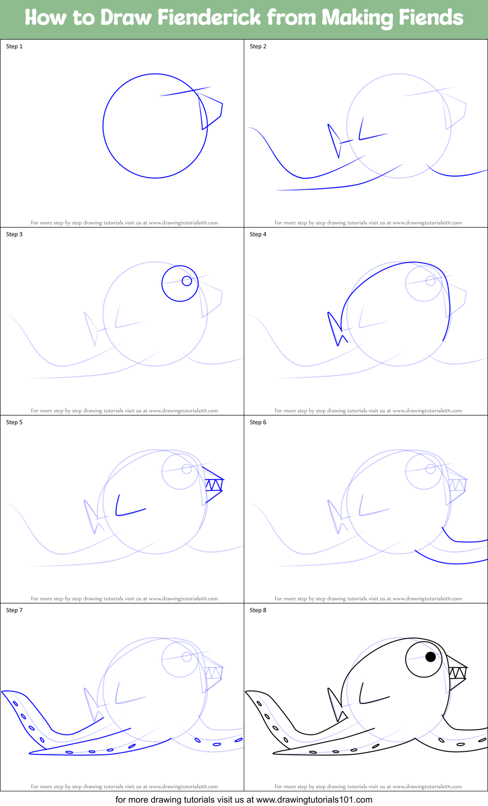 How to Draw Fienderick from Making Fiends Printable Step by Step