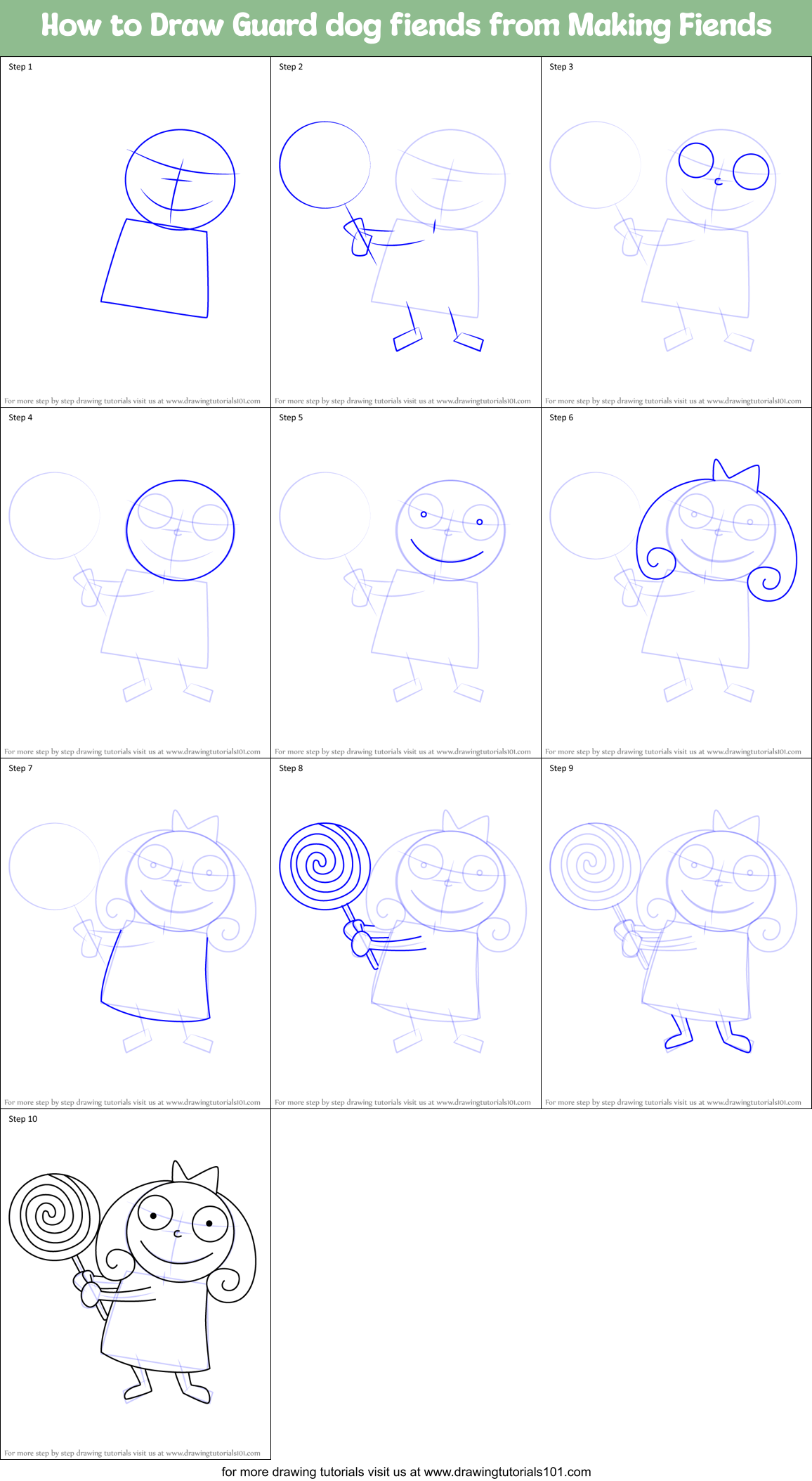 How to Draw Guard dog fiends from Making Fiends Printable Step by Step