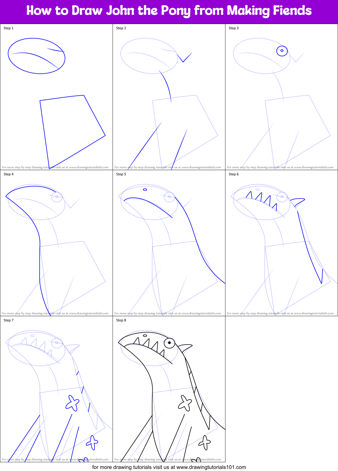 How to Draw John the Pony from Making Fiends Printable Step by Step