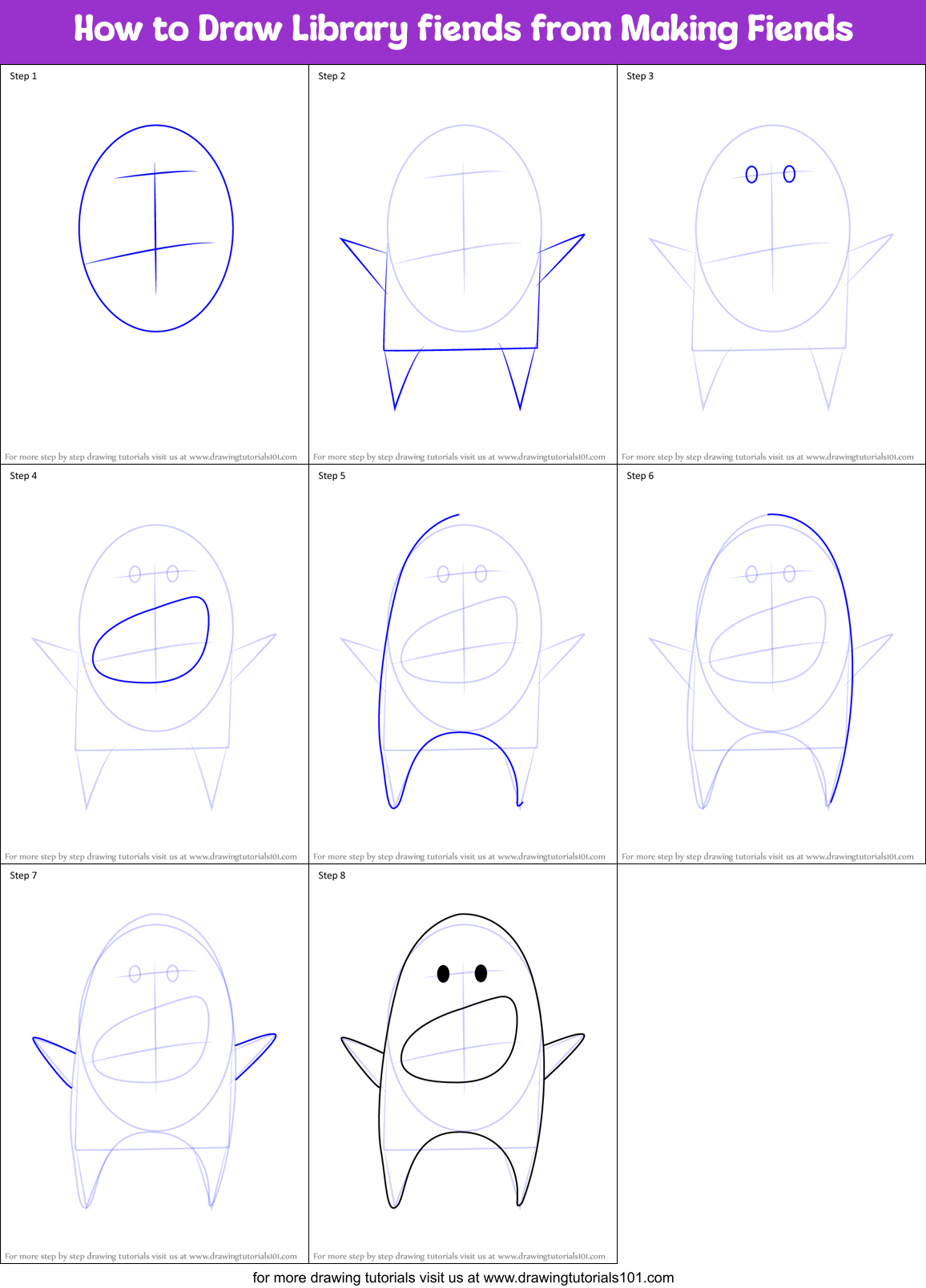 How to Draw Library fiends from Making Fiends Printable Step by Step