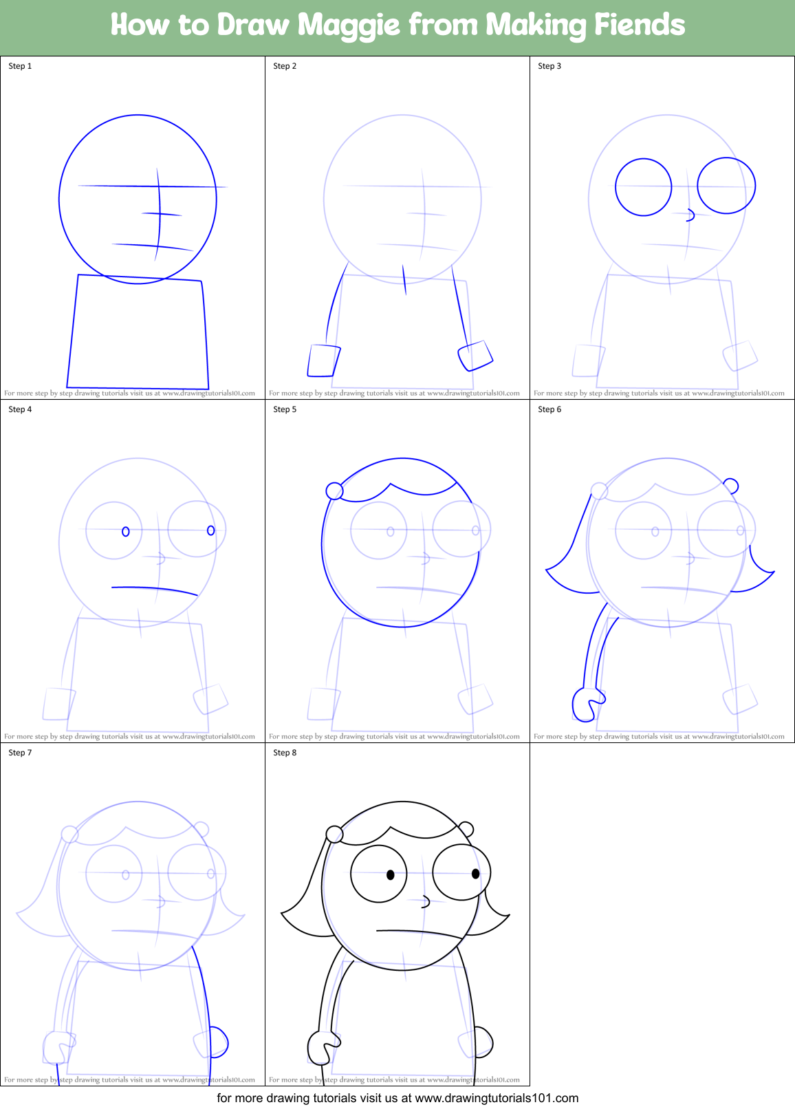 How to Draw Maggie from Making Fiends Printable Step by Step