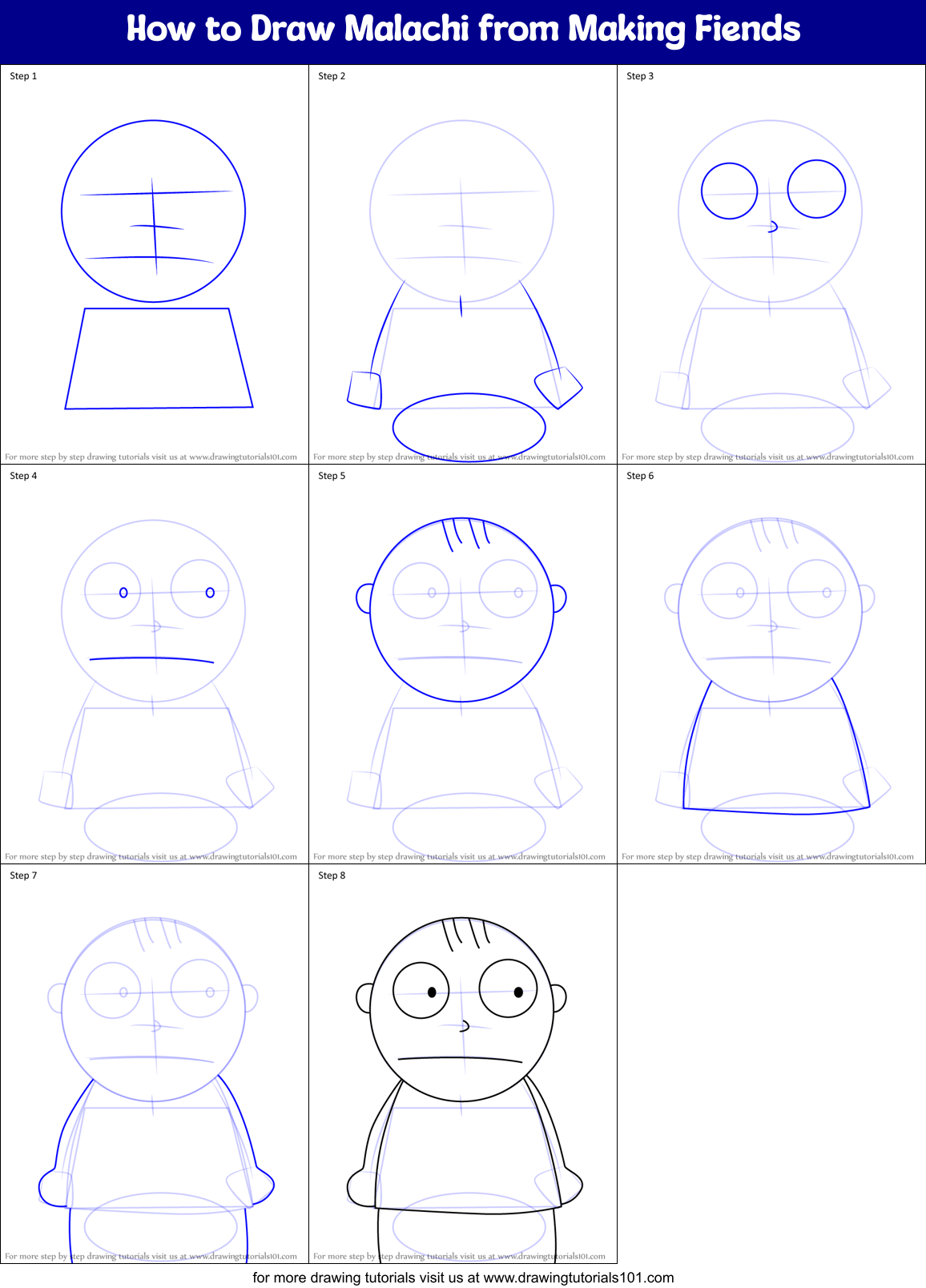 How to Draw Malachi from Making Fiends Printable Step by Step