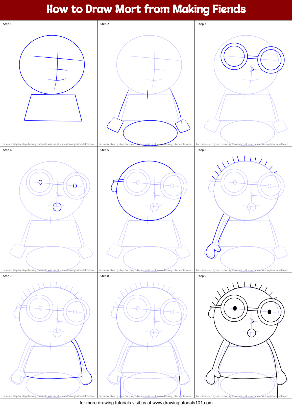 How to Draw Mort from Making Fiends Printable Step by Step