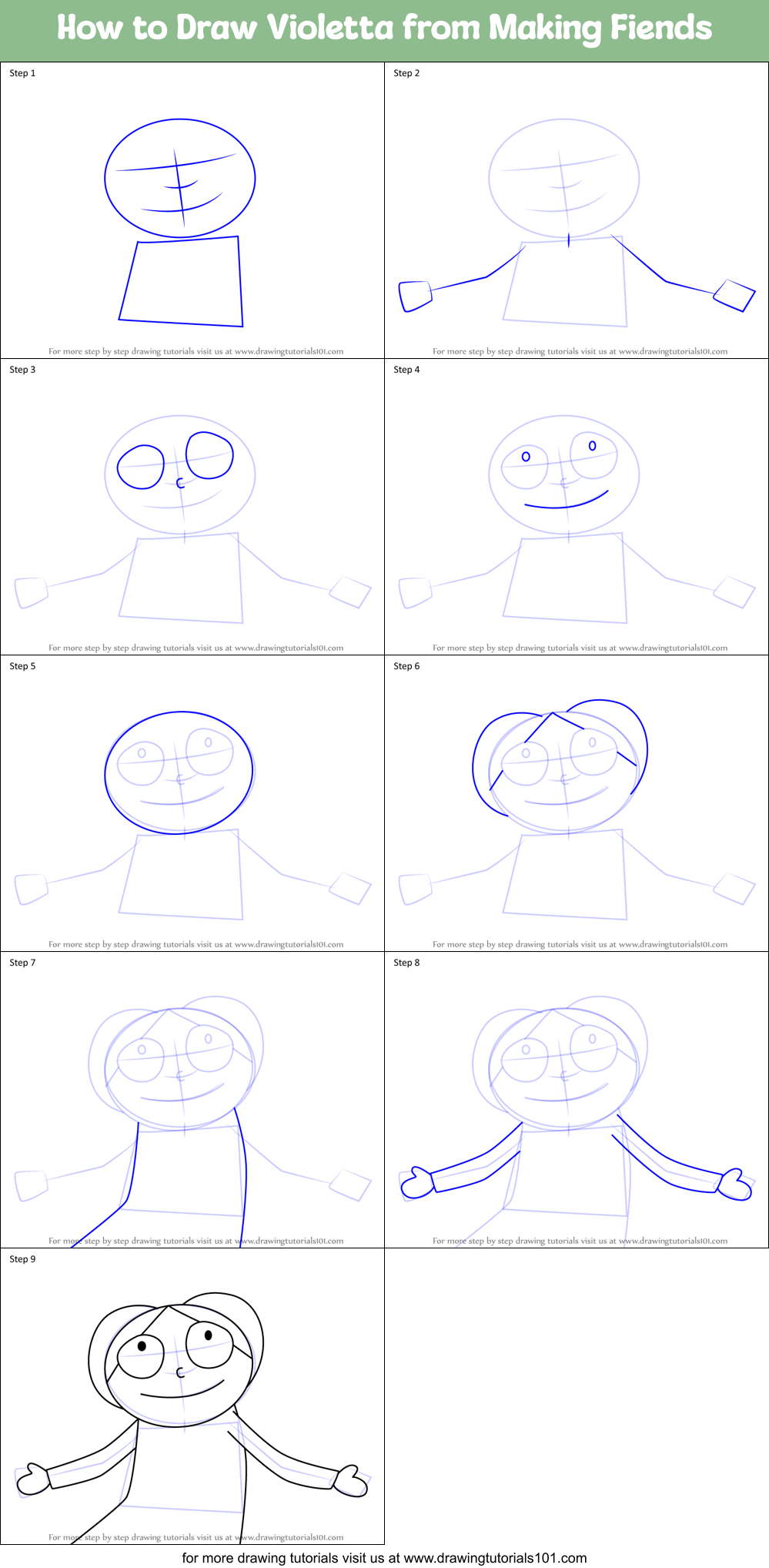 How to Draw Violetta from Making Fiends Printable Step by Step