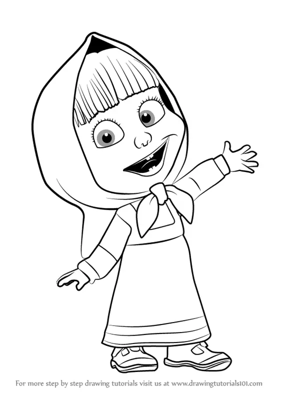 Learn How to Draw Masha from Masha and the Bear (Masha and the Bear) Step  by Step : Drawing Tutorials
