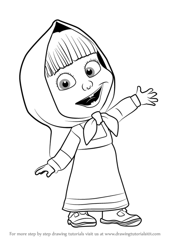 Step by Step How to Draw Masha from Masha and the Bear